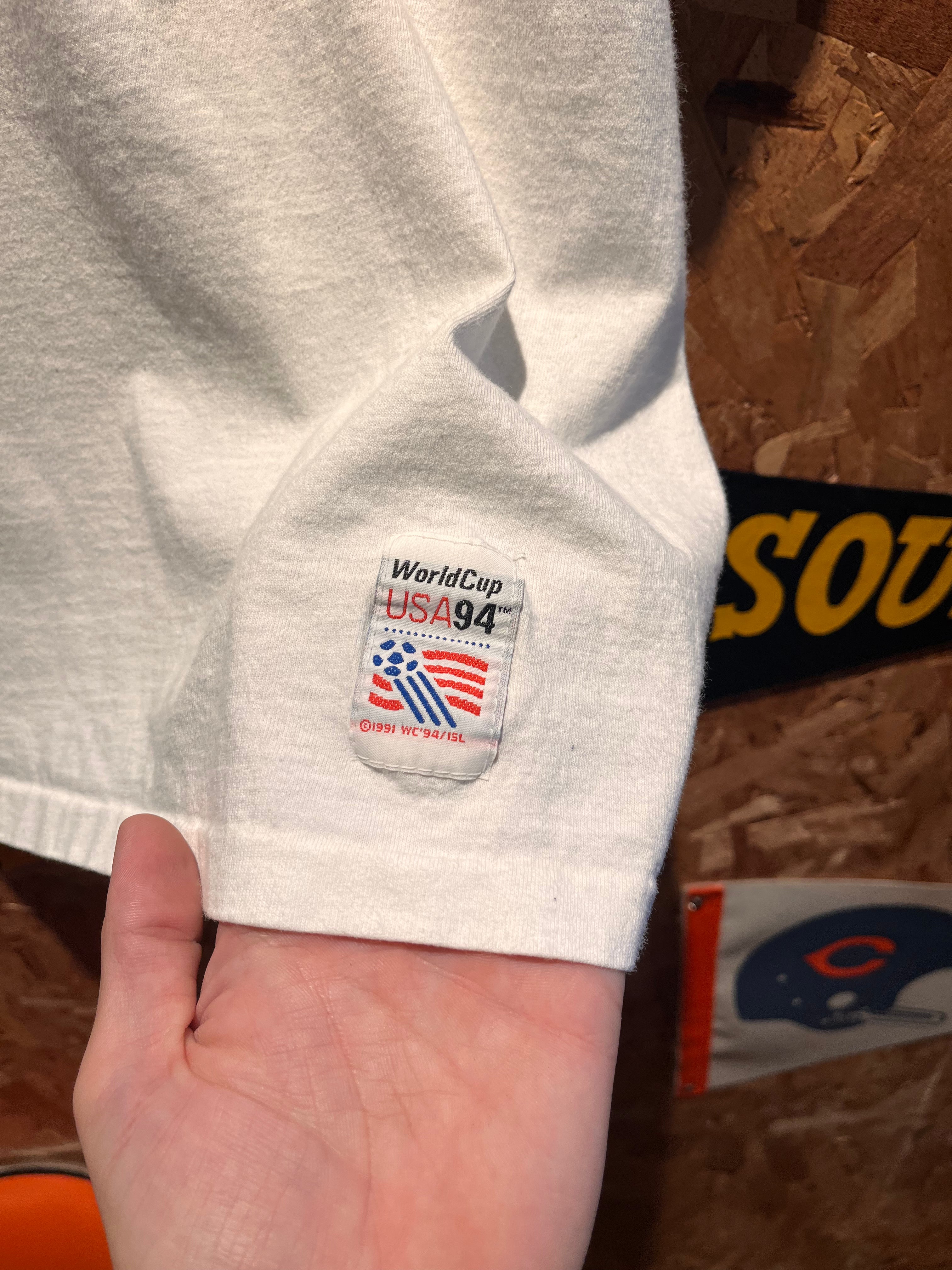 Vintage Adidas World Cup USA 1994 Logo Soccer White T-Shirt: Large