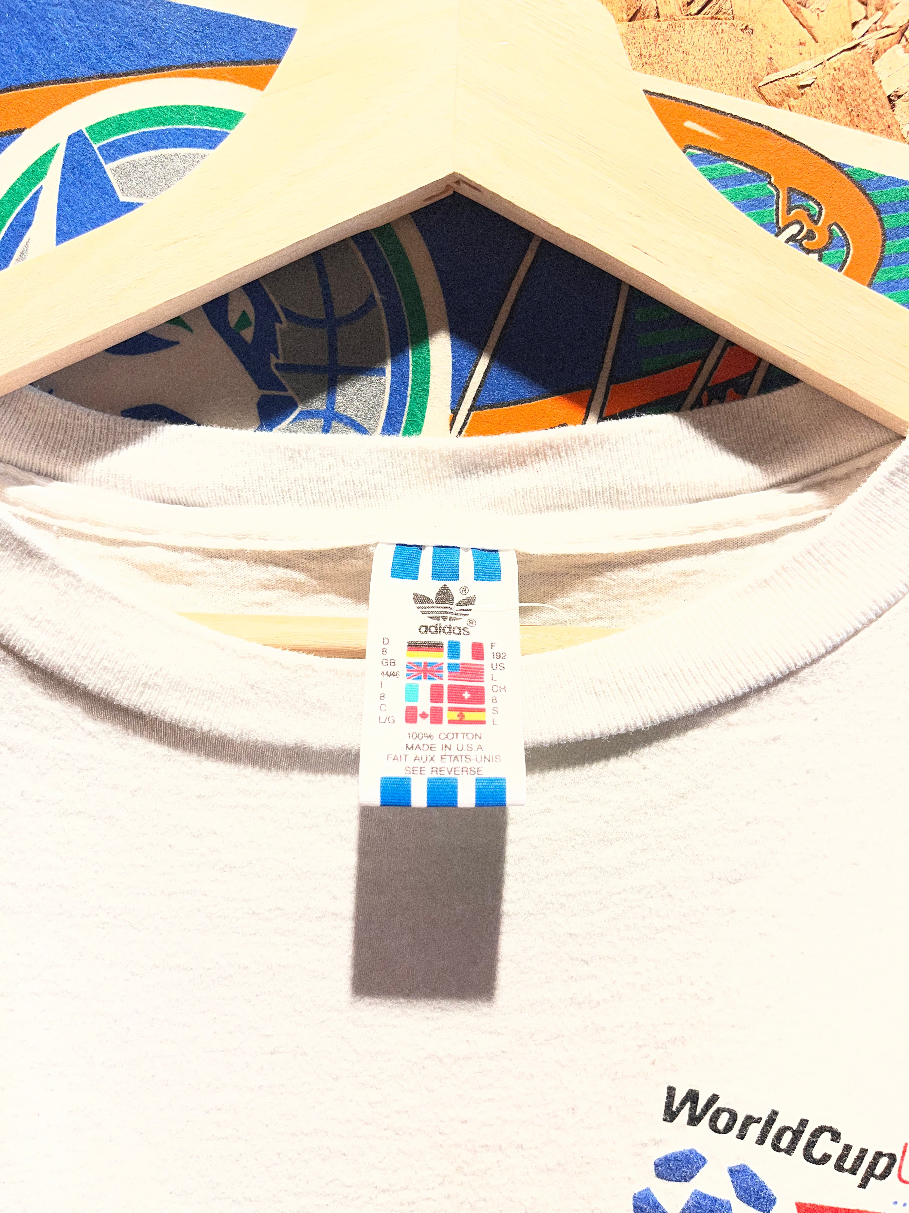 Vintage Adidas World Cup USA 1994 Logo Soccer White T-Shirt: Large