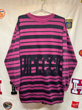 Vintage Custom Club International Sport Van Heusen Longsleeve Burgandy Striped Surf Thick T-Shirt: Large
