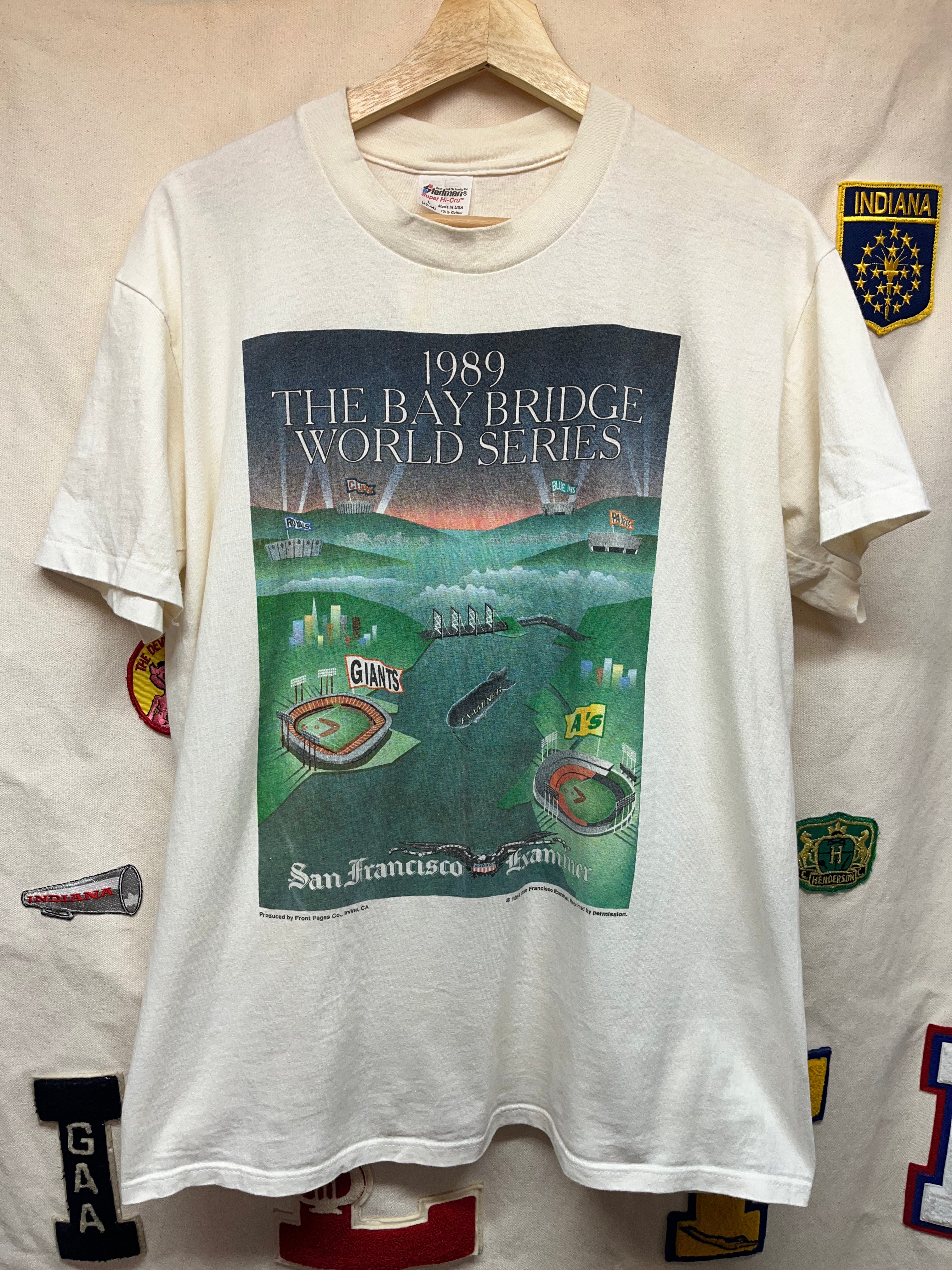 Vintage San Francisco Examiner The Bay Bridge World Series 1989 Stedman T-Shirt: L