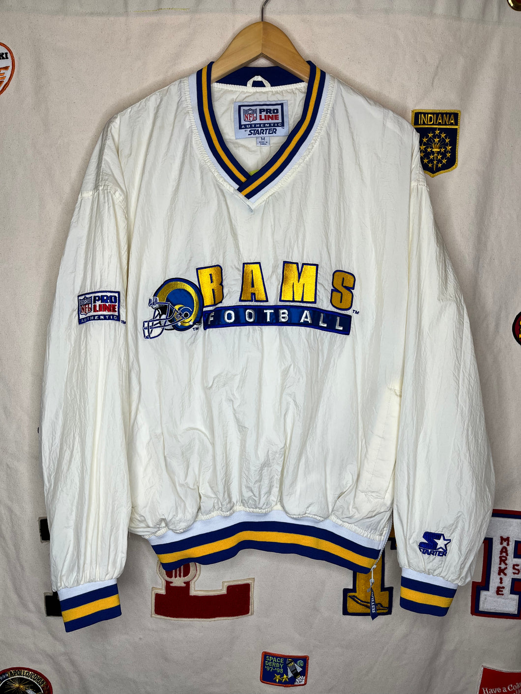 Vintage Rams Football NFL White Starter Pullover Windbreaker Jacket: Medium
