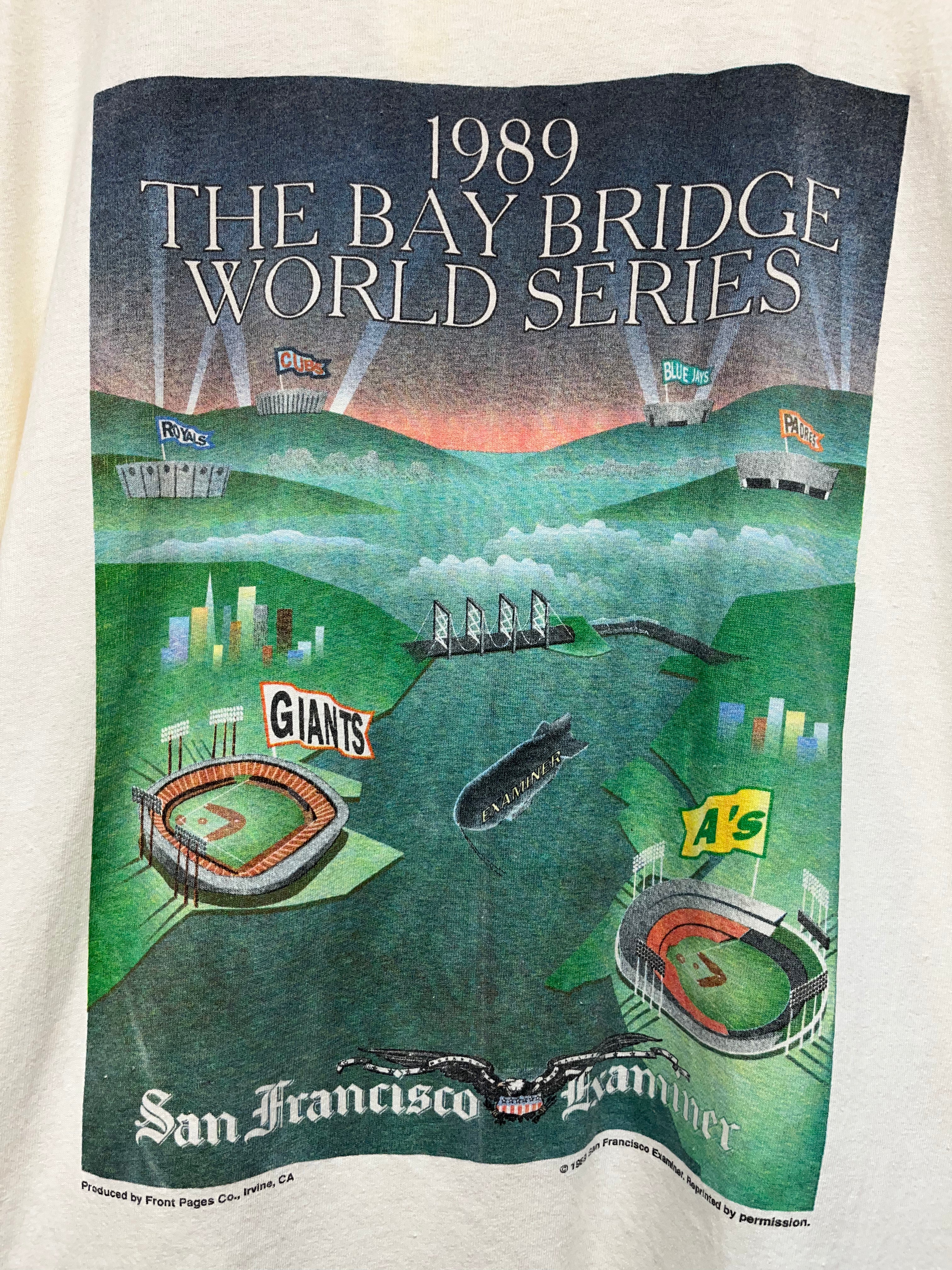 Vintage San Francisco Examiner The Bay Bridge World Series 1989 Stedman T-Shirt: L
