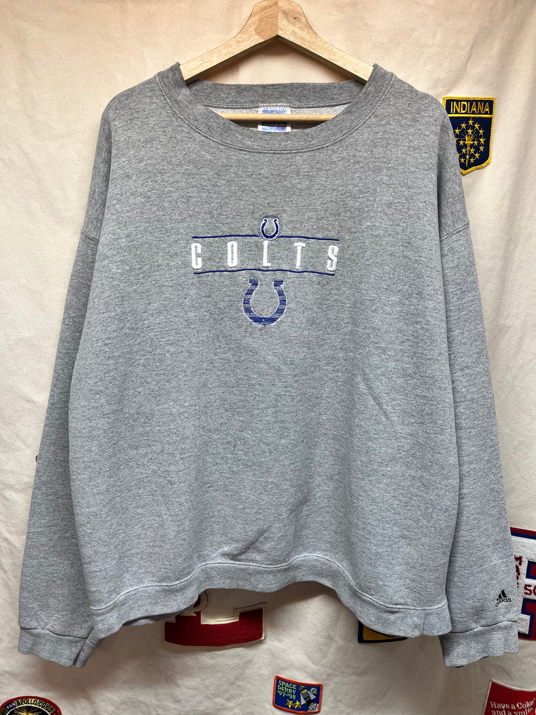 Vintage Indianapolis Colts NFL Embroidered Adidas Grey Crewneck Sweatshirt: Large