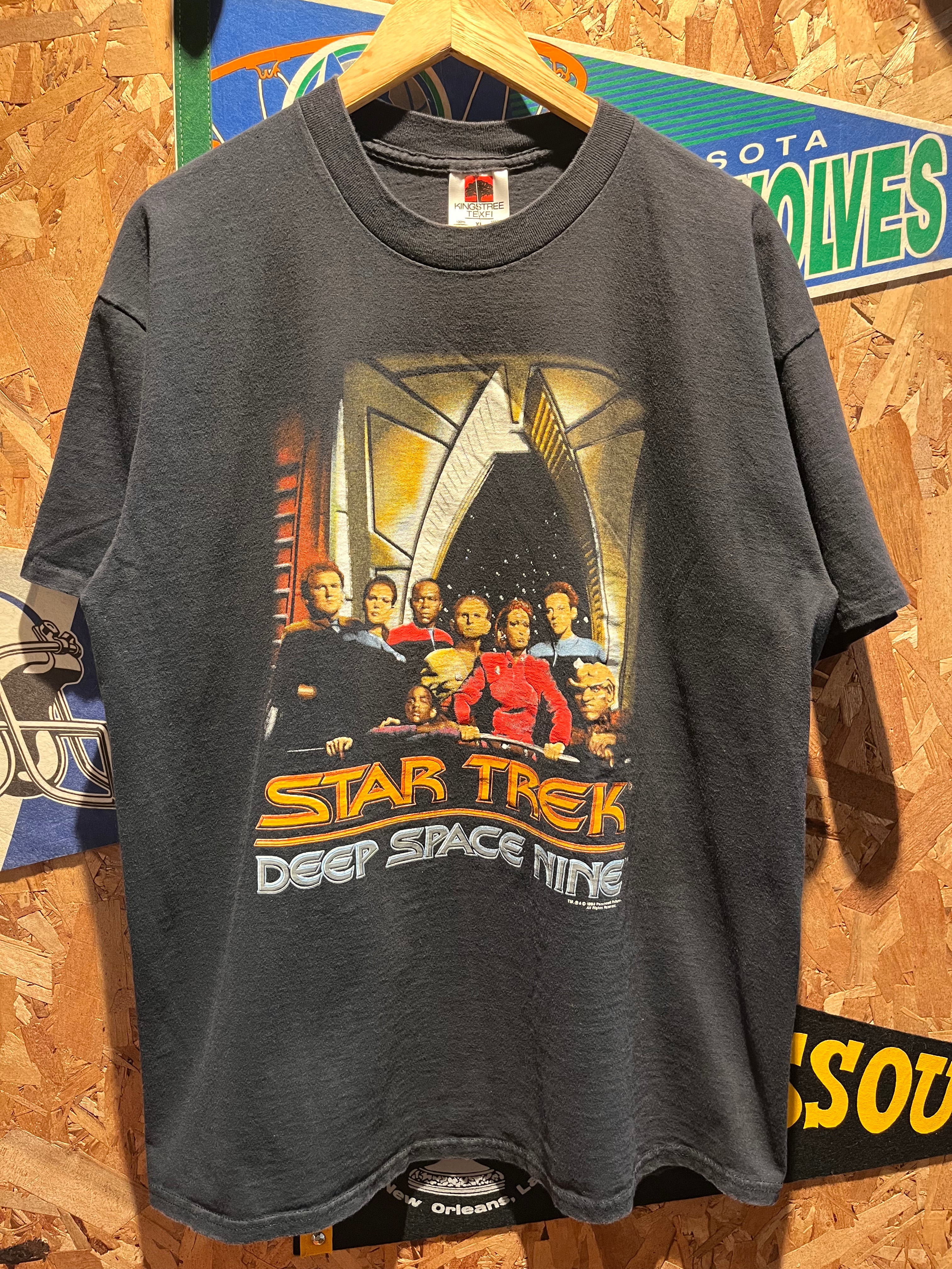 Vintage Star Trek Deep Space Nine TV Show 1993 Black Promo T-Shirt: XL