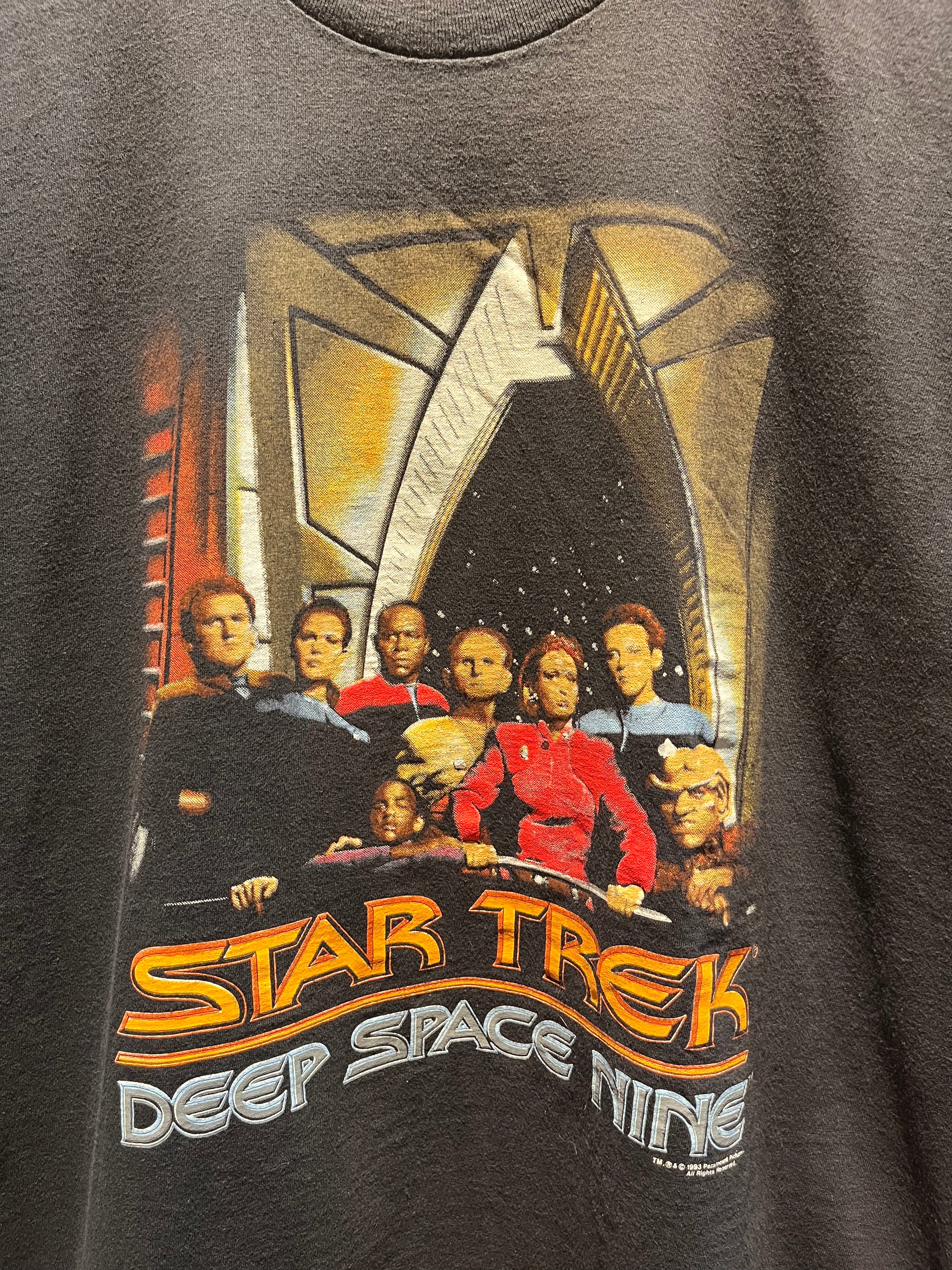 Vintage Star Trek Deep Space Nine TV Show 1993 Black Promo T-Shirt: XL