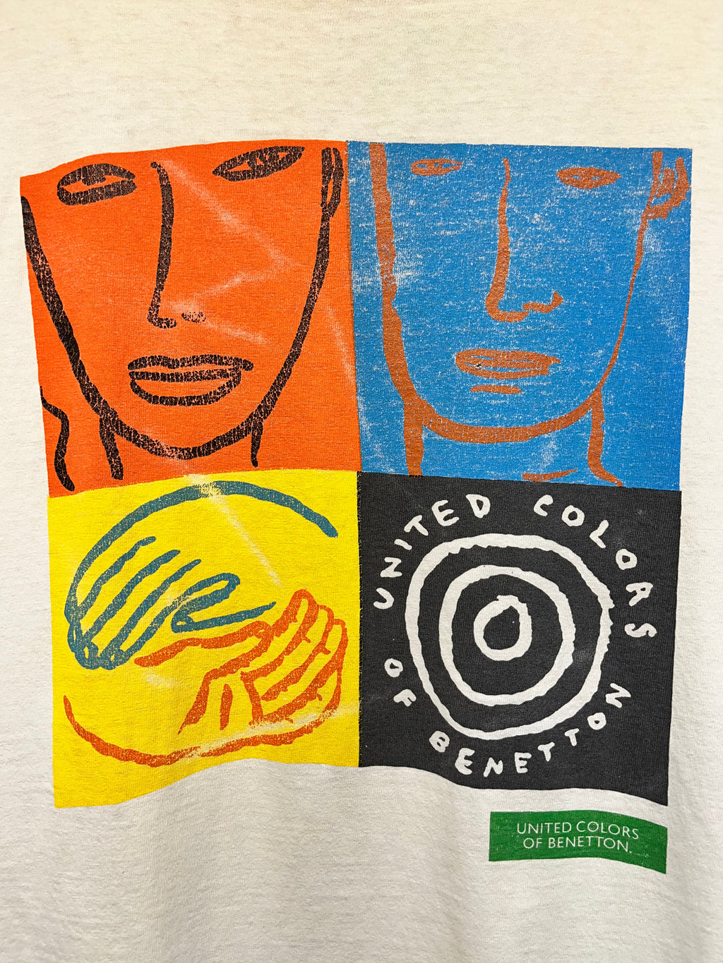 Vintage United Colors of Benetton On Tour Benefit 1991 Art Vogue GQ White T-Shirt: XL