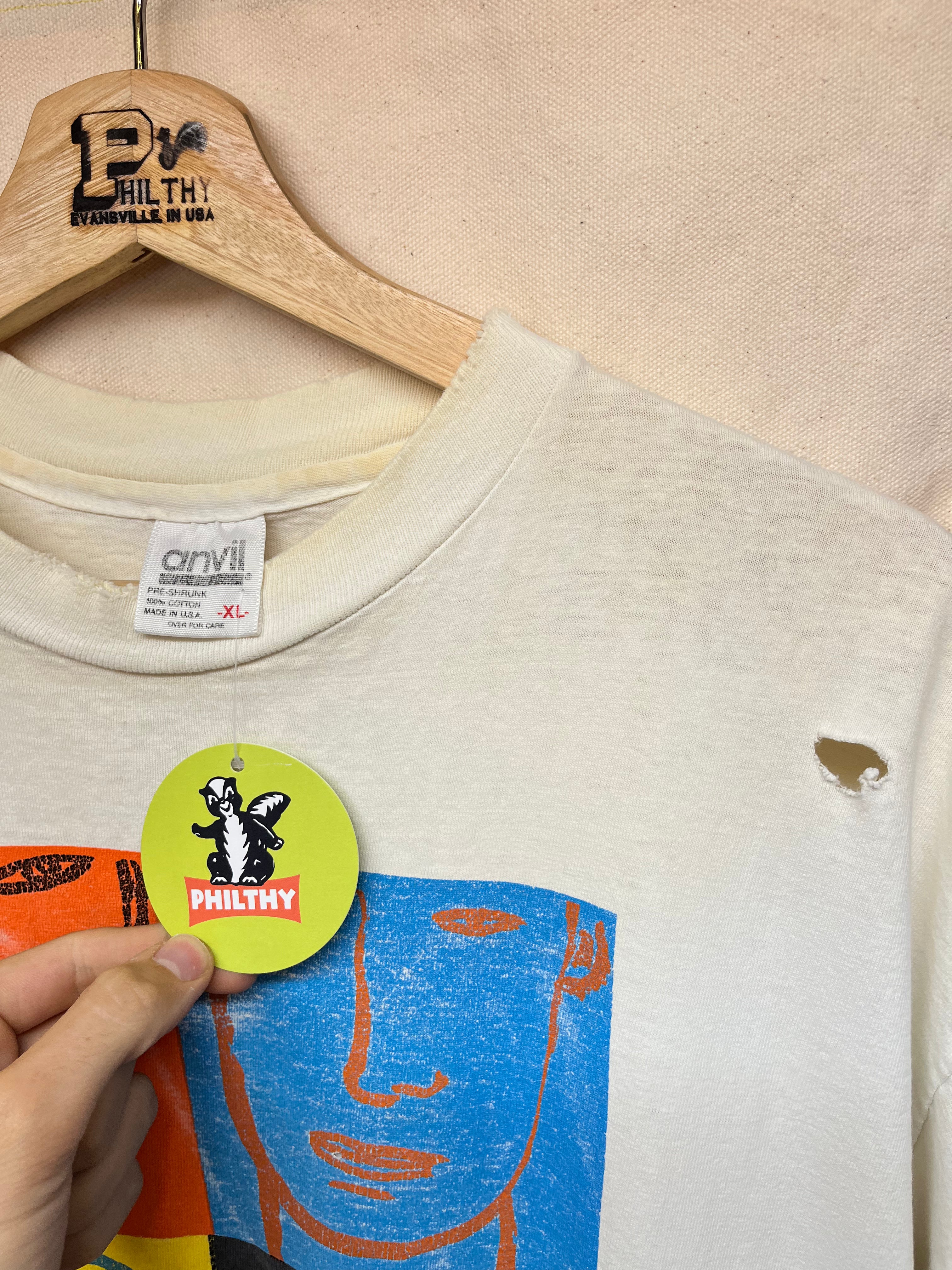 Vintage United Colors of Benetton On Tour Benefit 1991 Art Vogue GQ White T-Shirt: XL