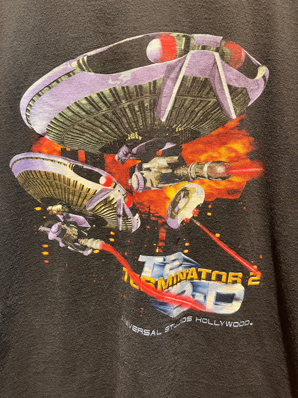 Vintage Terminator T2 3-D Universal Studios Hollywood Movie Ride Black T-Shirt: Large