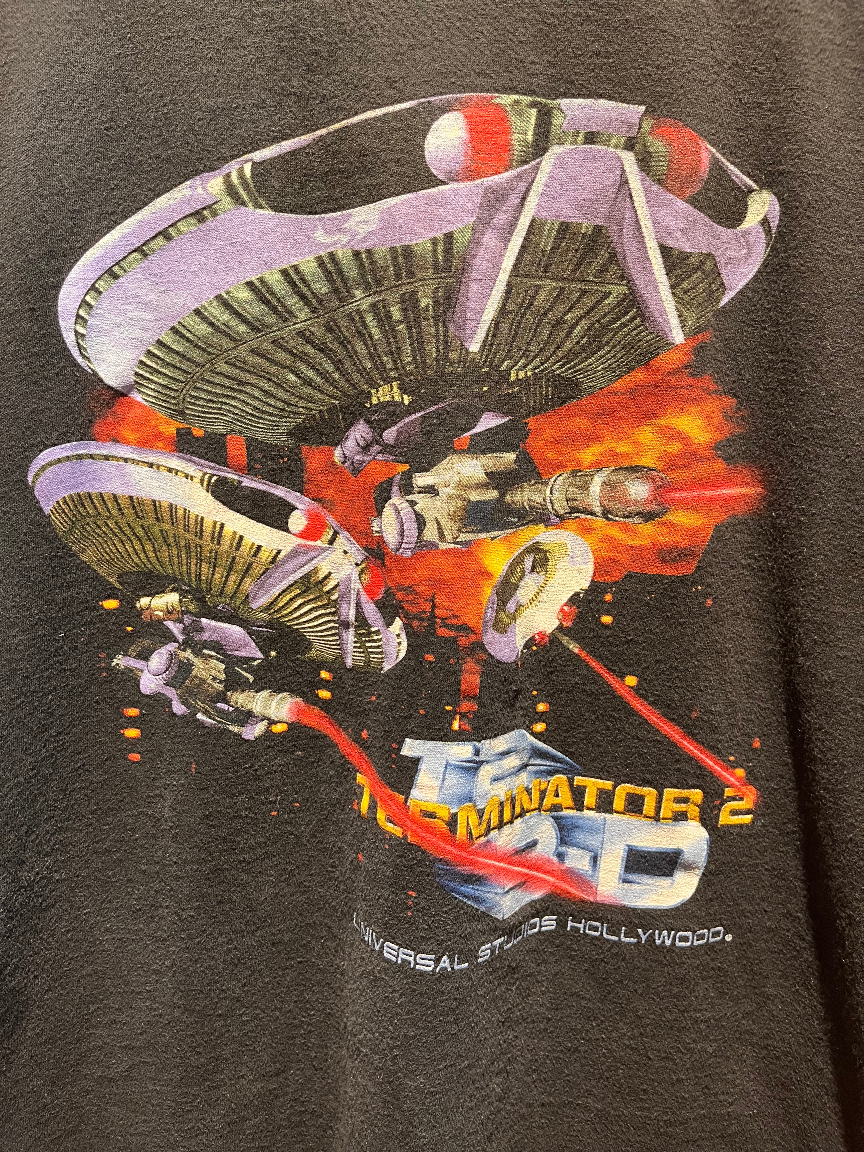 Vintage Terminator T2 3-D Universal Studios Hollywood Movie Ride Black T-Shirt: Large