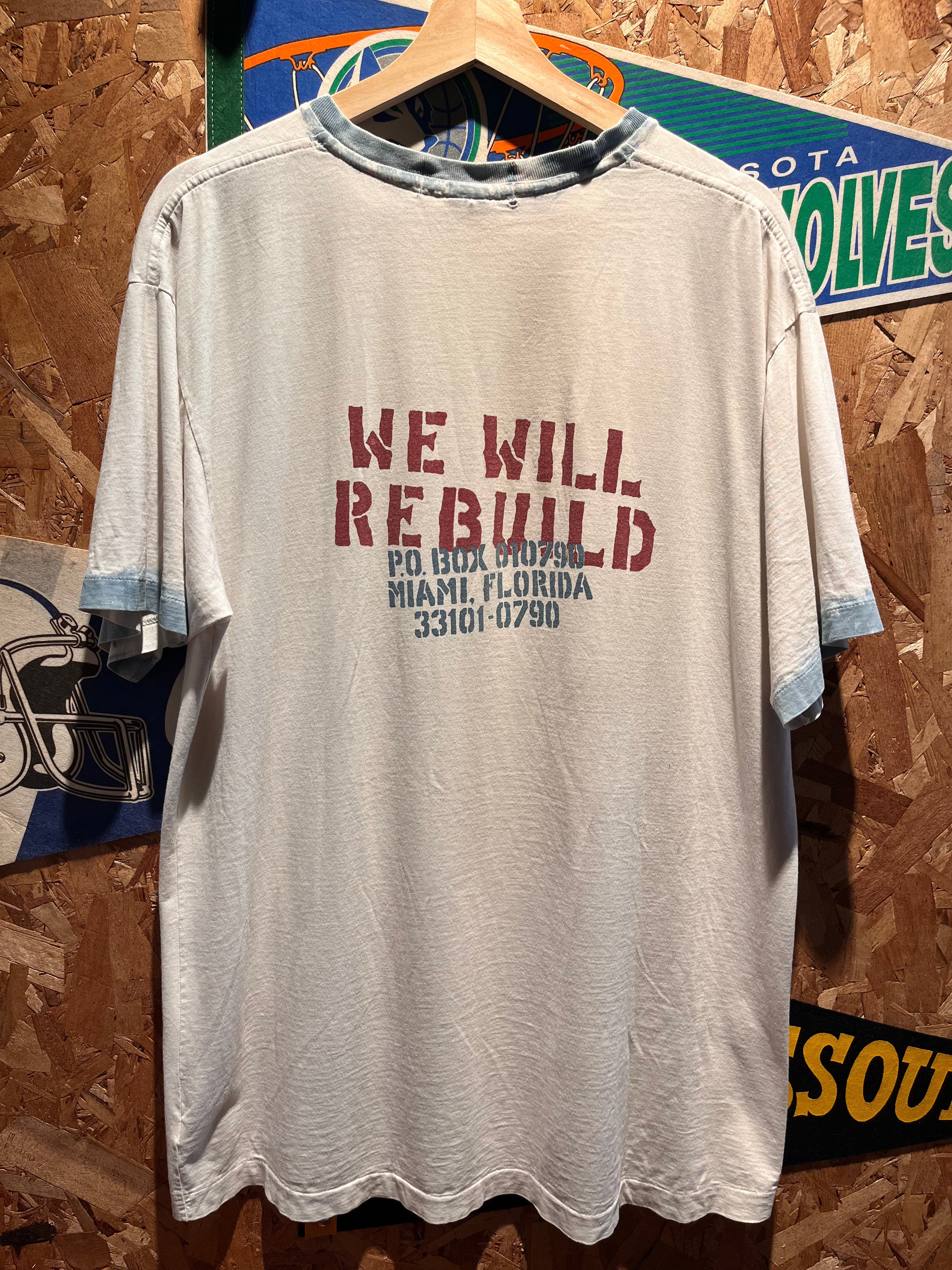 Vintage Polo Ralph Lauren Florida Hurricane Relief We Will Rebuild Miami T-Shirt: XL
