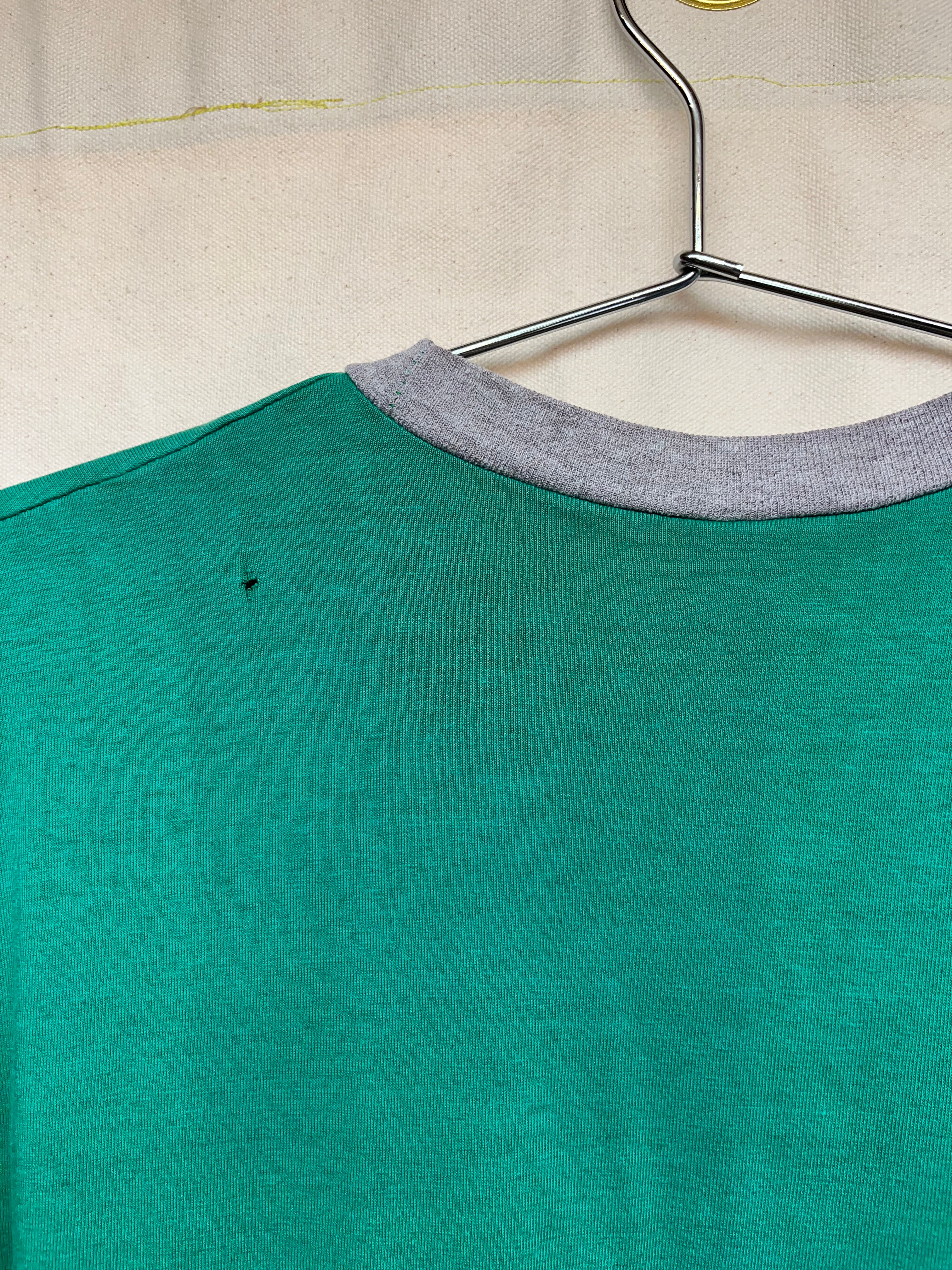 Vintage Colorado State University Rams Cross Country Champion Ringer Blue Bar Green 80's T-Shirt: XL