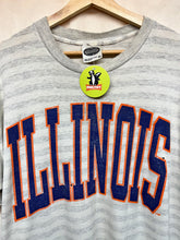 Load image into Gallery viewer, Vintage University of Illinois Illini Spellout Striped 90&#39;s Distressed T-Shirt: XL
