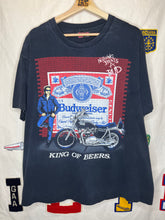 Load image into Gallery viewer, Vintage Budweiser King of Beers Nothing Beats a Bud Holoubek Biker 1993 T-Shirt: XL
