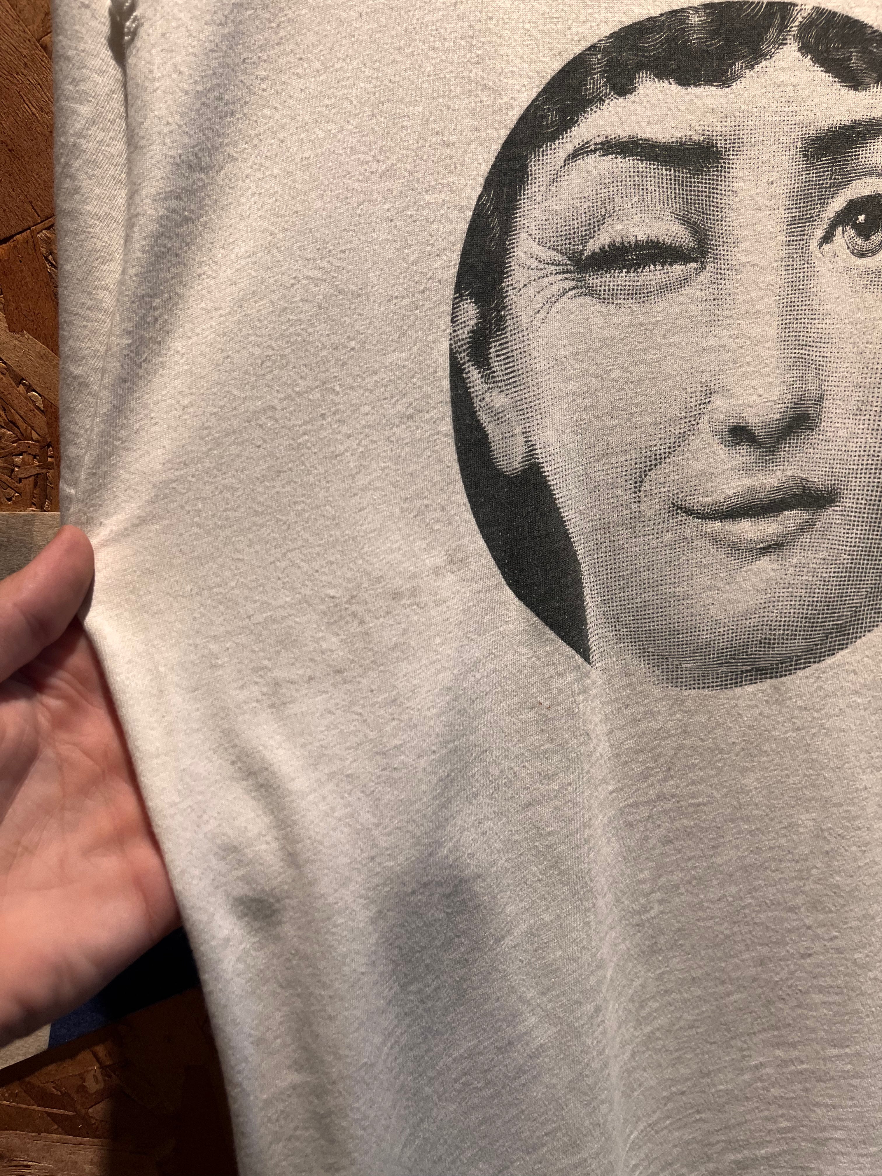 Vtg Fornasetti Graphique De France Art Winky Face Tounge Out White T-Shirt: Large