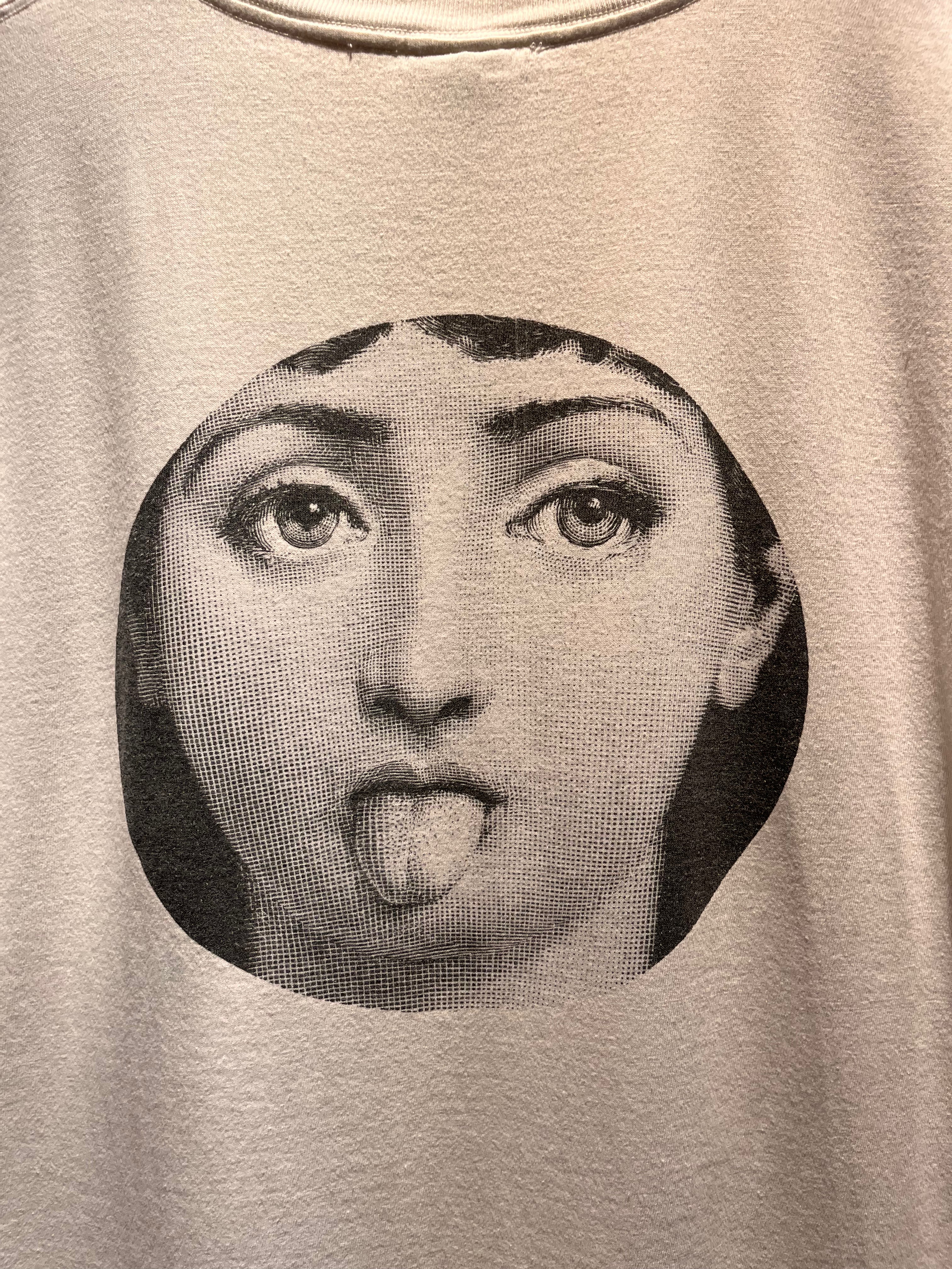 Vtg Fornasetti Graphique De France Art Winky Face Tounge Out White T-Shirt: Large