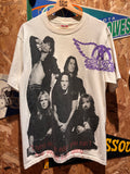 Vtg Aerosmith Band Get A Grip 1994 World Tour All Over Print White T-Shirt: Large