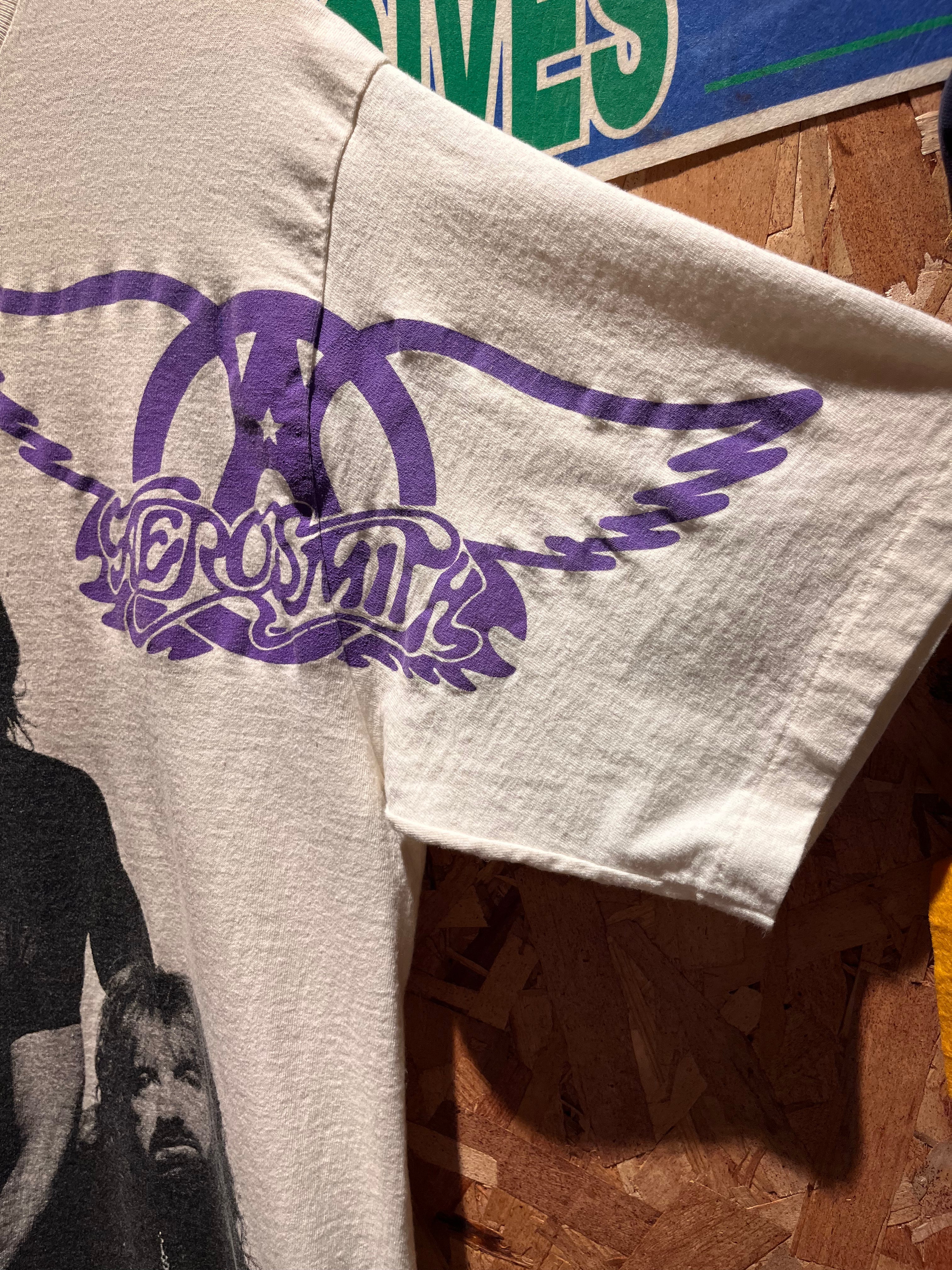 Vtg Aerosmith Band Get A Grip 1994 World Tour All Over Print White T-Shirt: Large