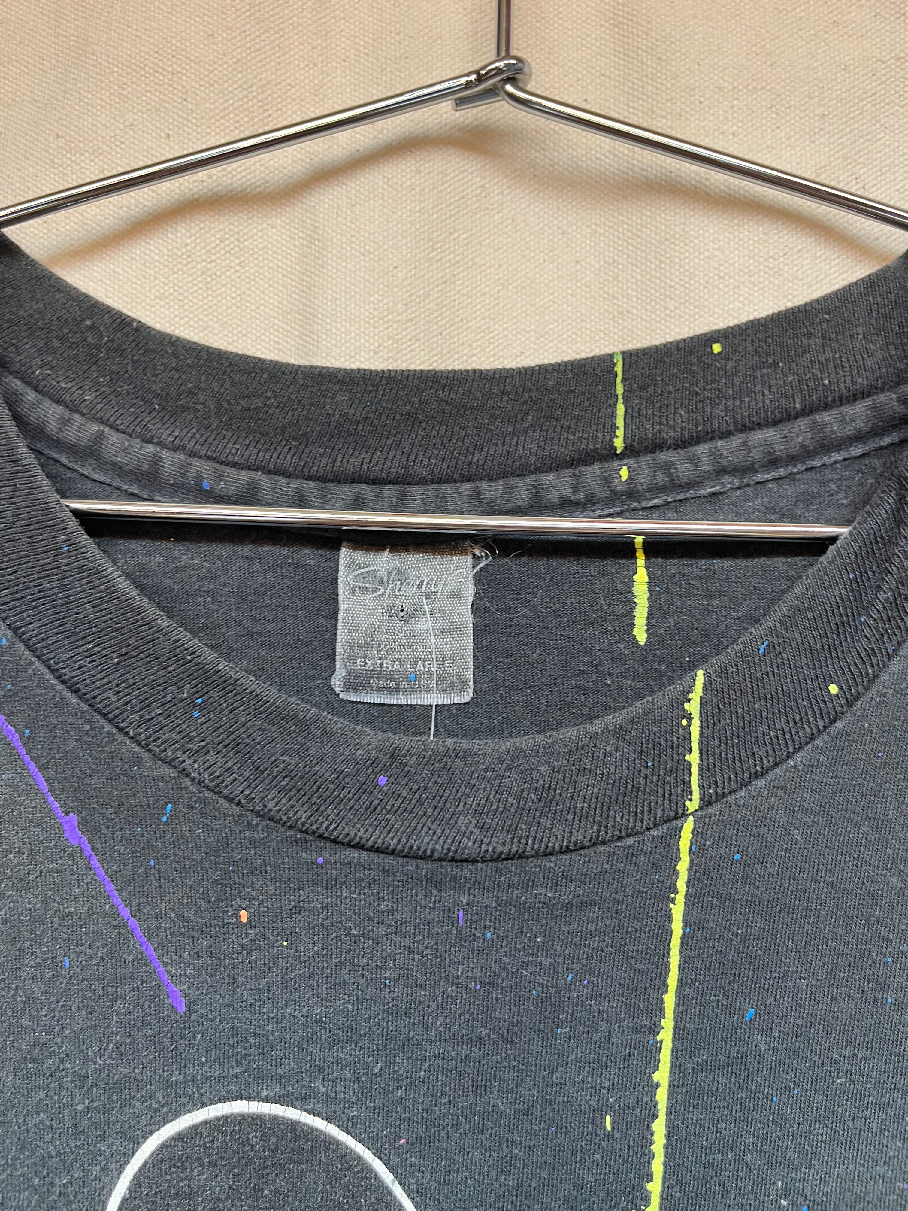 Vintage Mickey Mouse Disney All Over Print Splatter Art 90s Orlando Sherrys Black T-Shirt: XL