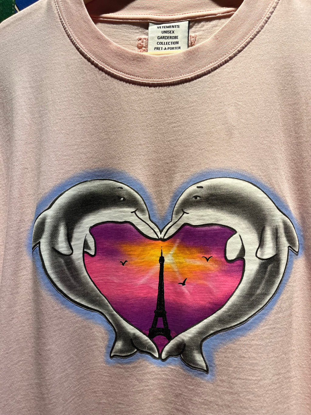 Vetements Dolphins Heart Logo T-Shirt Baby Pink: XXL