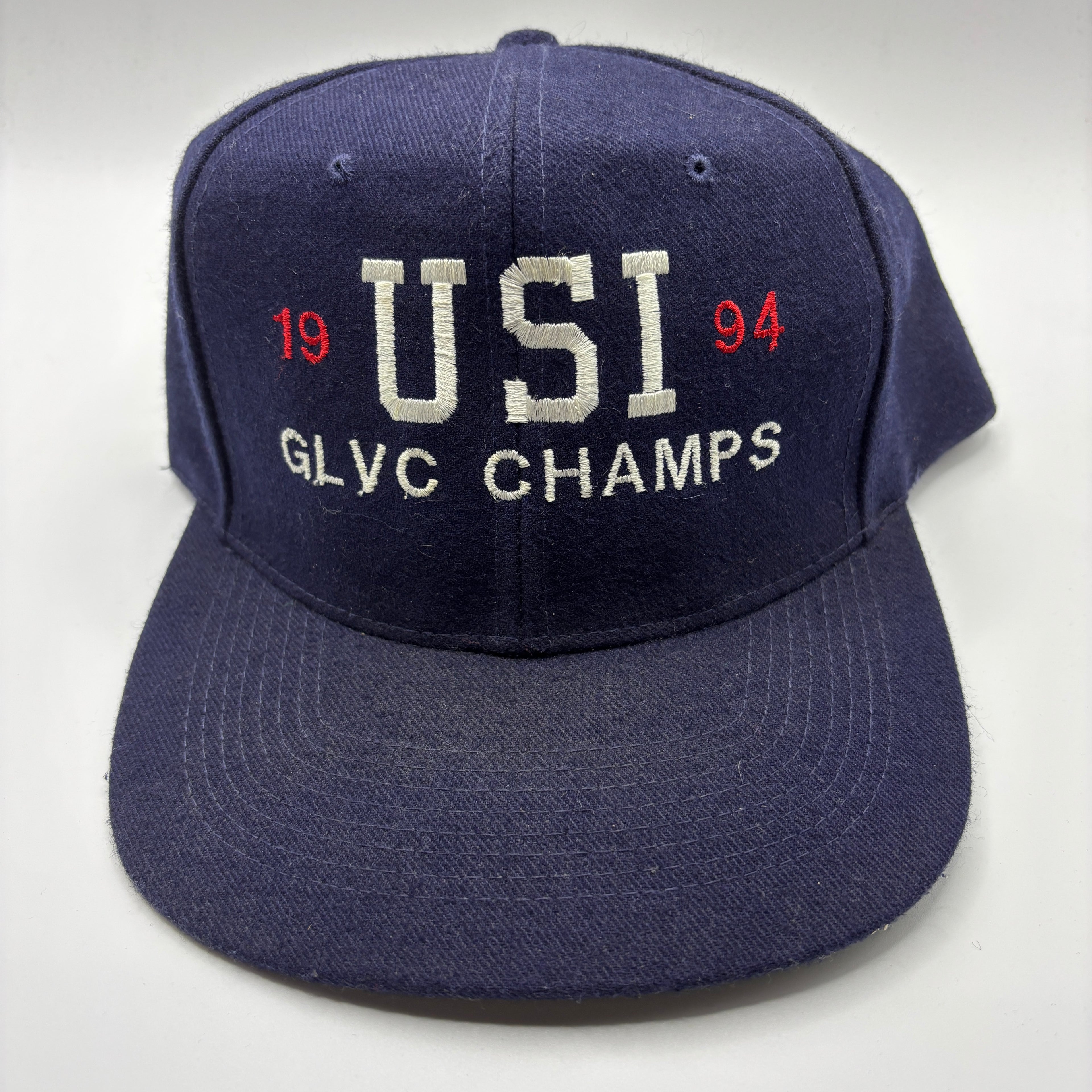 Vintage USI University of Southern Indiana GLVC Champs 1994 Basketball Navy Snapback Hats