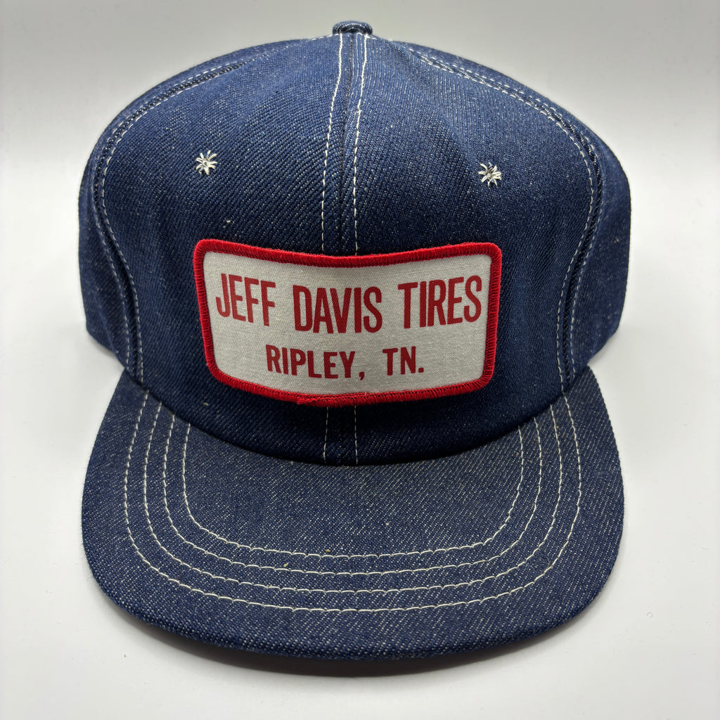 Vintage Jeff Davis Tires Ripley, TN Patch Denim Snapback Hat