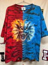 Load image into Gallery viewer, Vintage Dueling Dragons Split Tie Dye Universal Studios Rollercoaster Amusement Park 90s T-Shirt: XL
