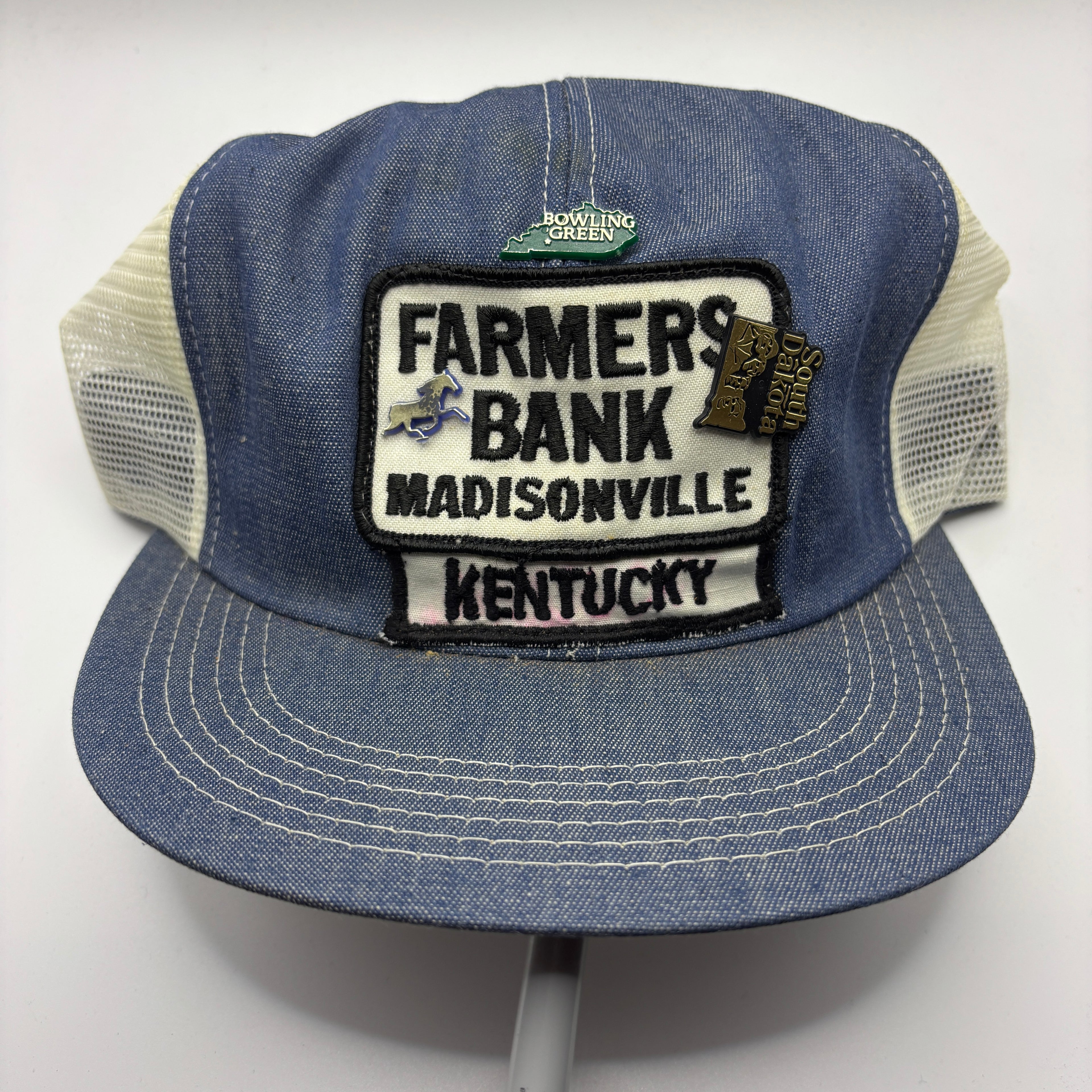 Vintage Farmers Bank Madisonville Kentucky Denim K Brand Patch Hat