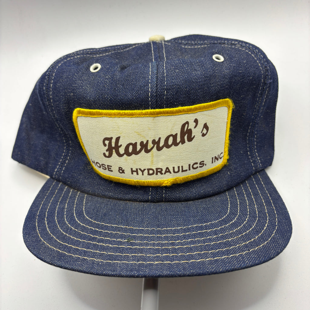 Vintage Harrah's Hose & Hydraulics Denim Patch Snapback Hat