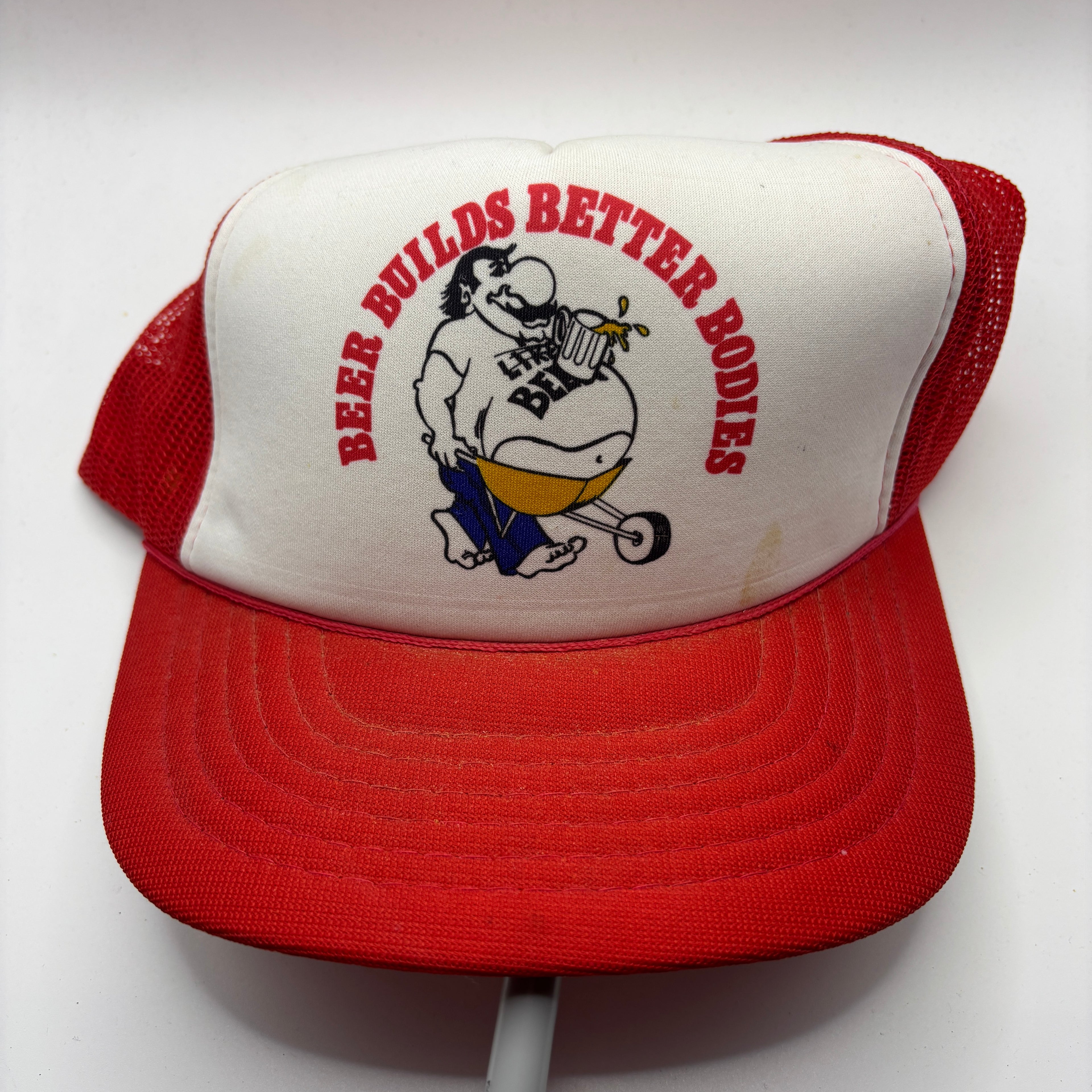 Vintage Beer Builds Better Bodies Trucker Mesh Snapback Hat