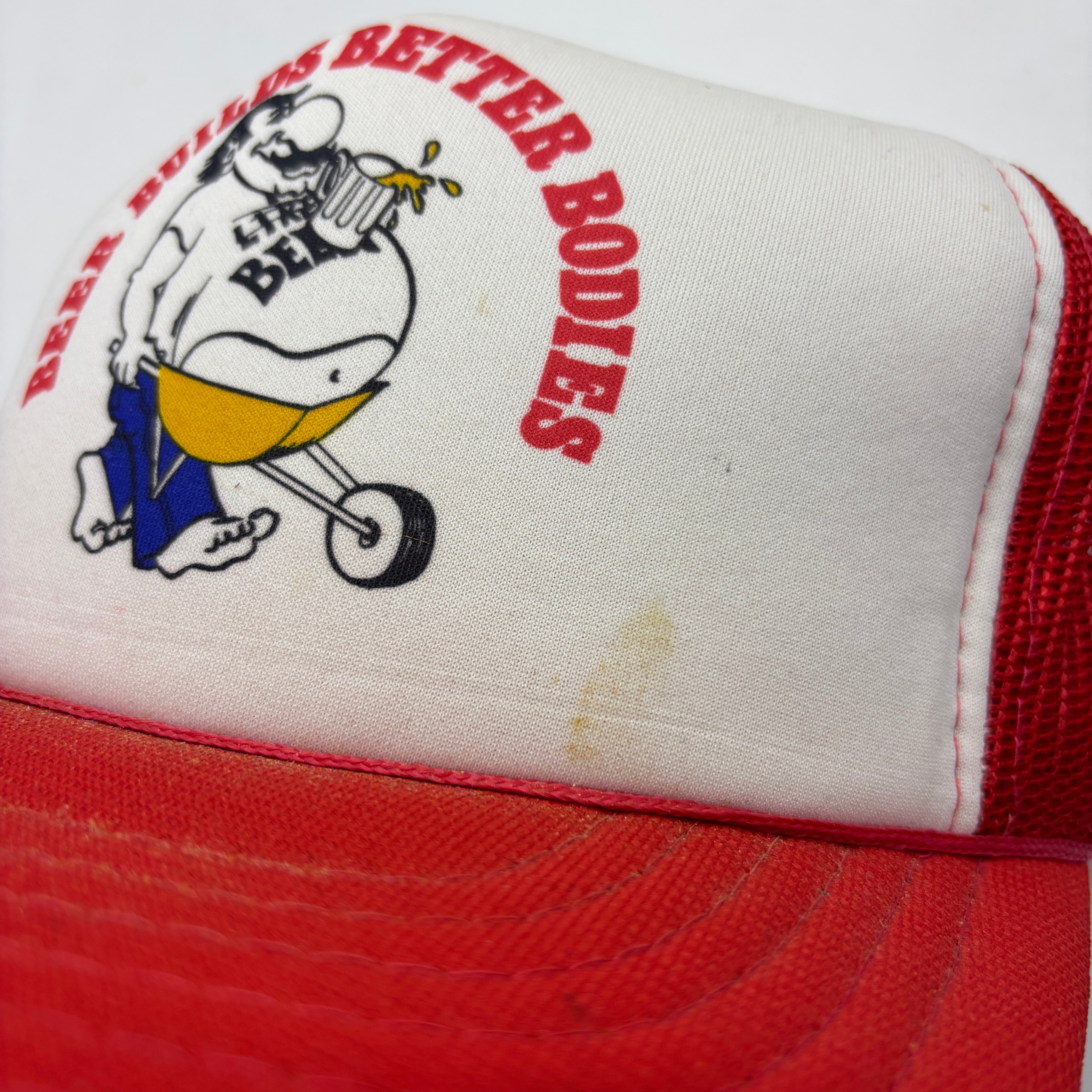 Vintage Beer Builds Better Bodies Trucker Mesh Snapback Hat