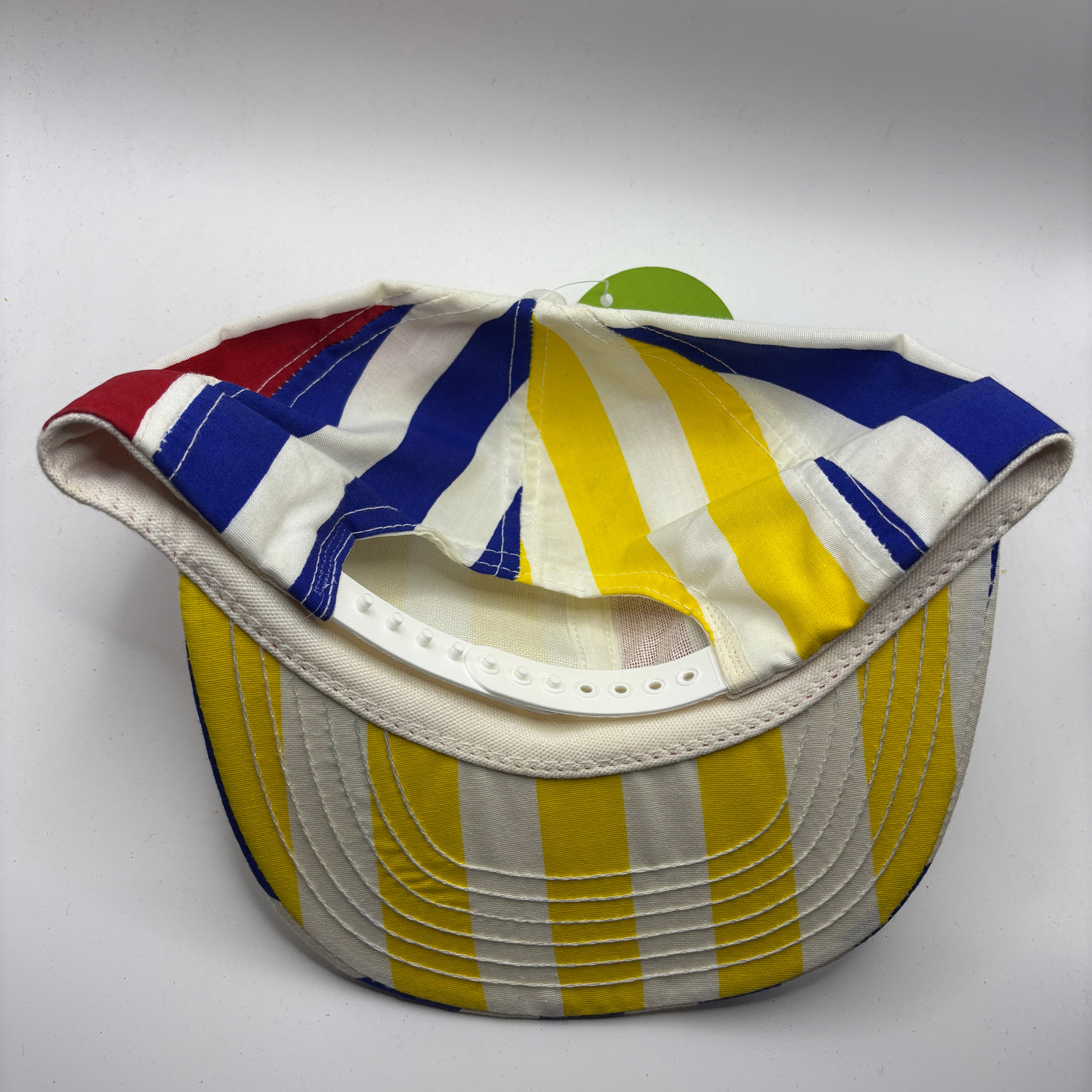 Vintage Blue Red Yellow 90's Americana Pop Art Primary Colors Striped Snapback