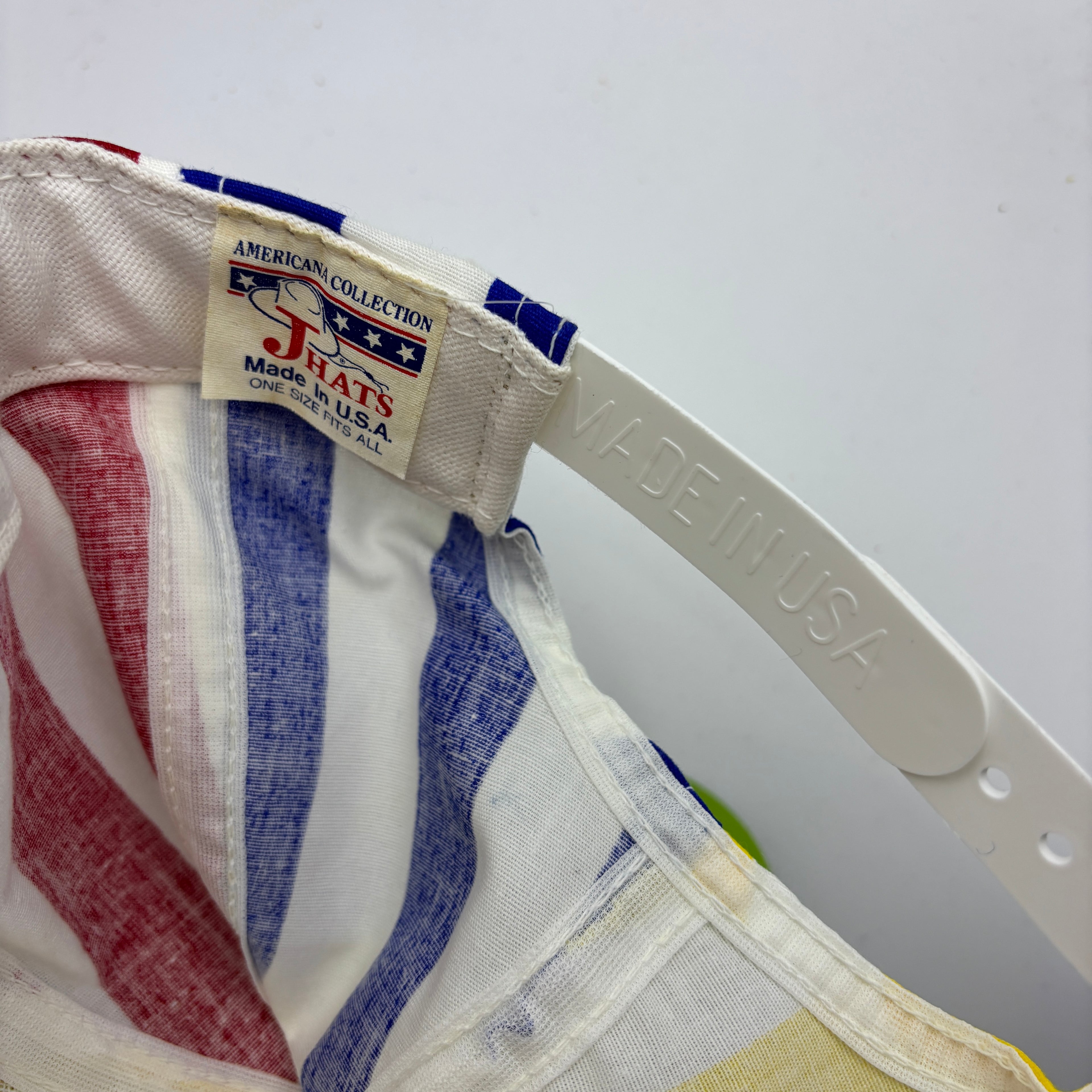 Vintage Blue Red Yellow 90's Americana Pop Art Primary Colors Striped Snapback