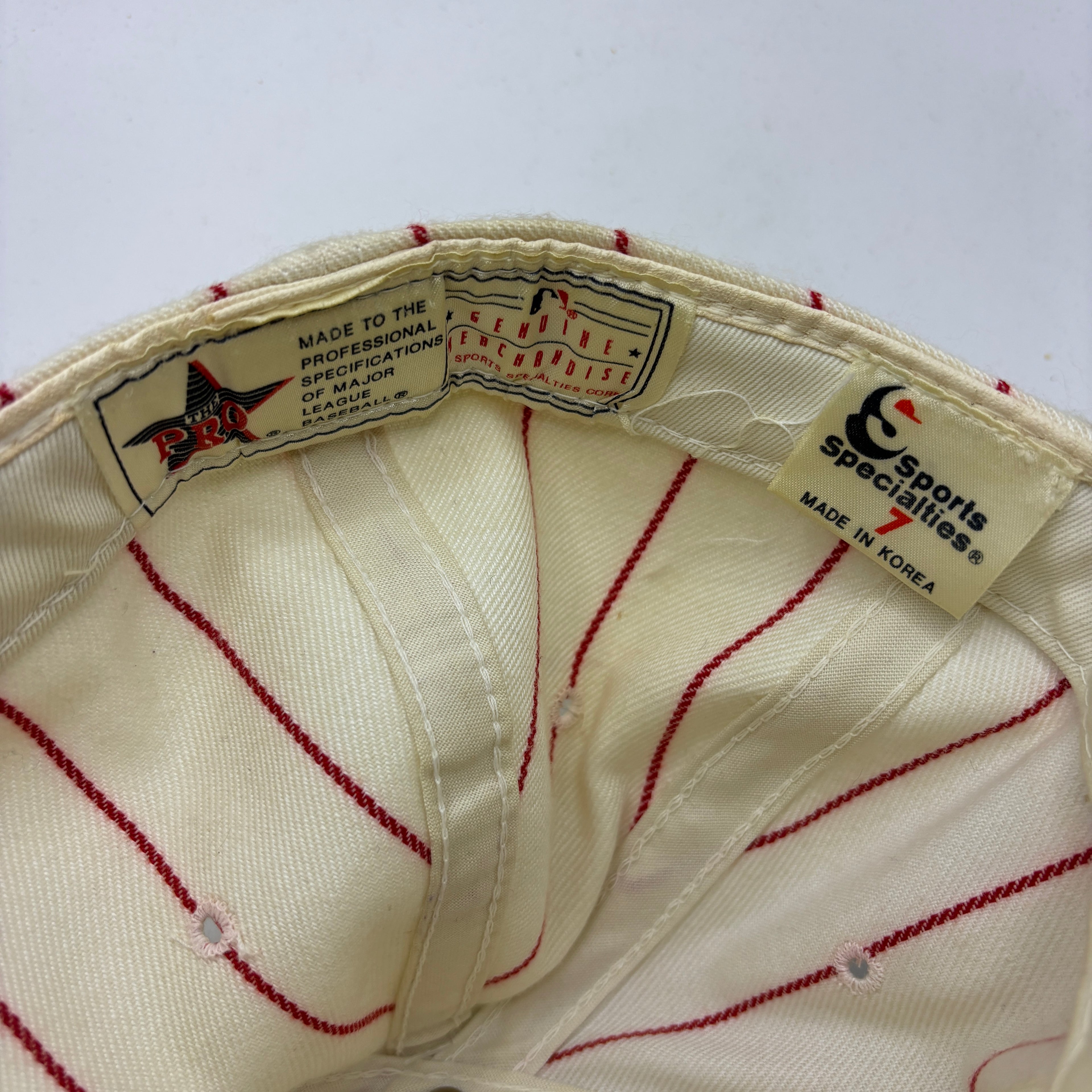 Vintage Cincinatti Reds MLB Pinstripe Sports Specialties Fitted Hat: 7