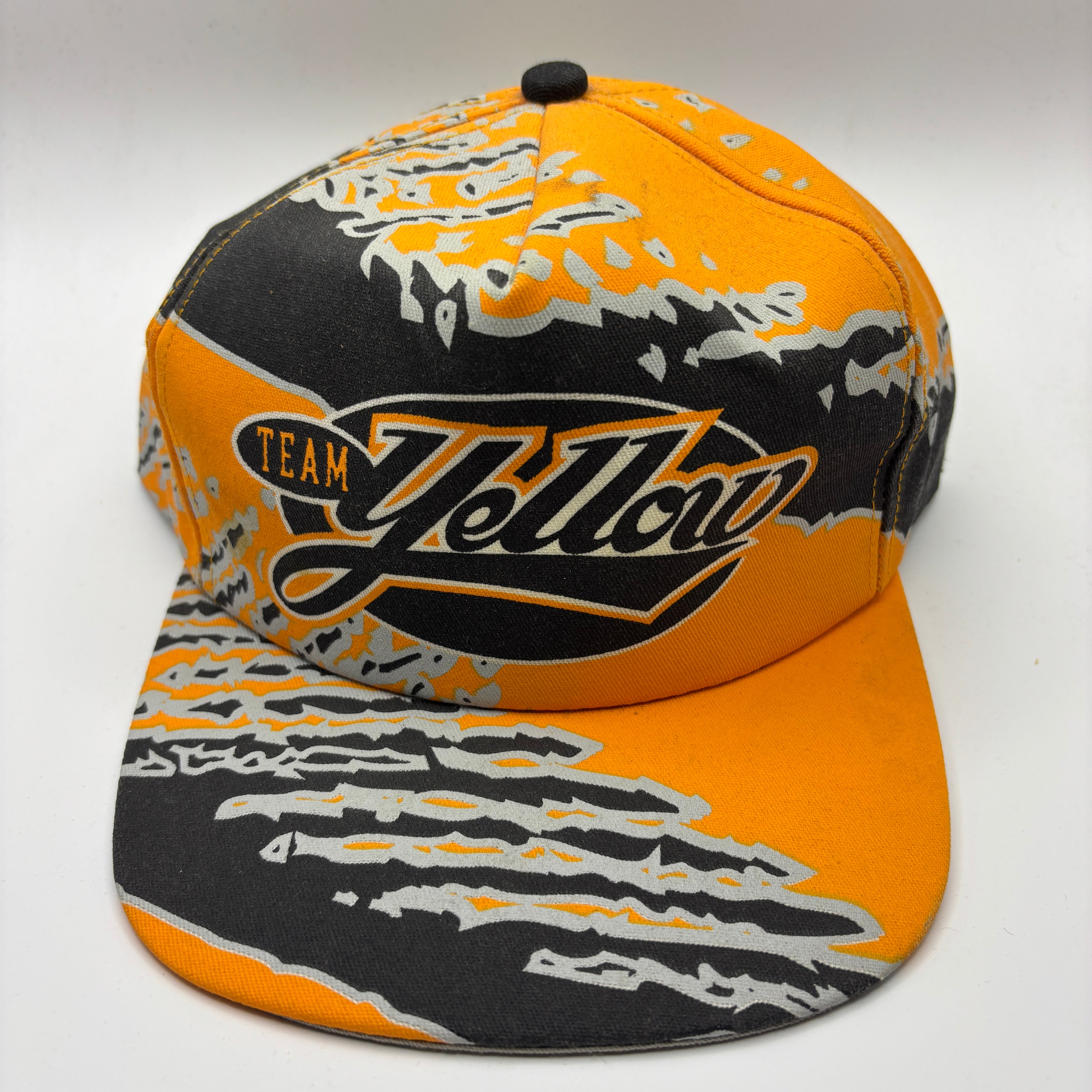 Vintage Team Yellow Racing Tire Tracks Orange K Products Snapback Hat
