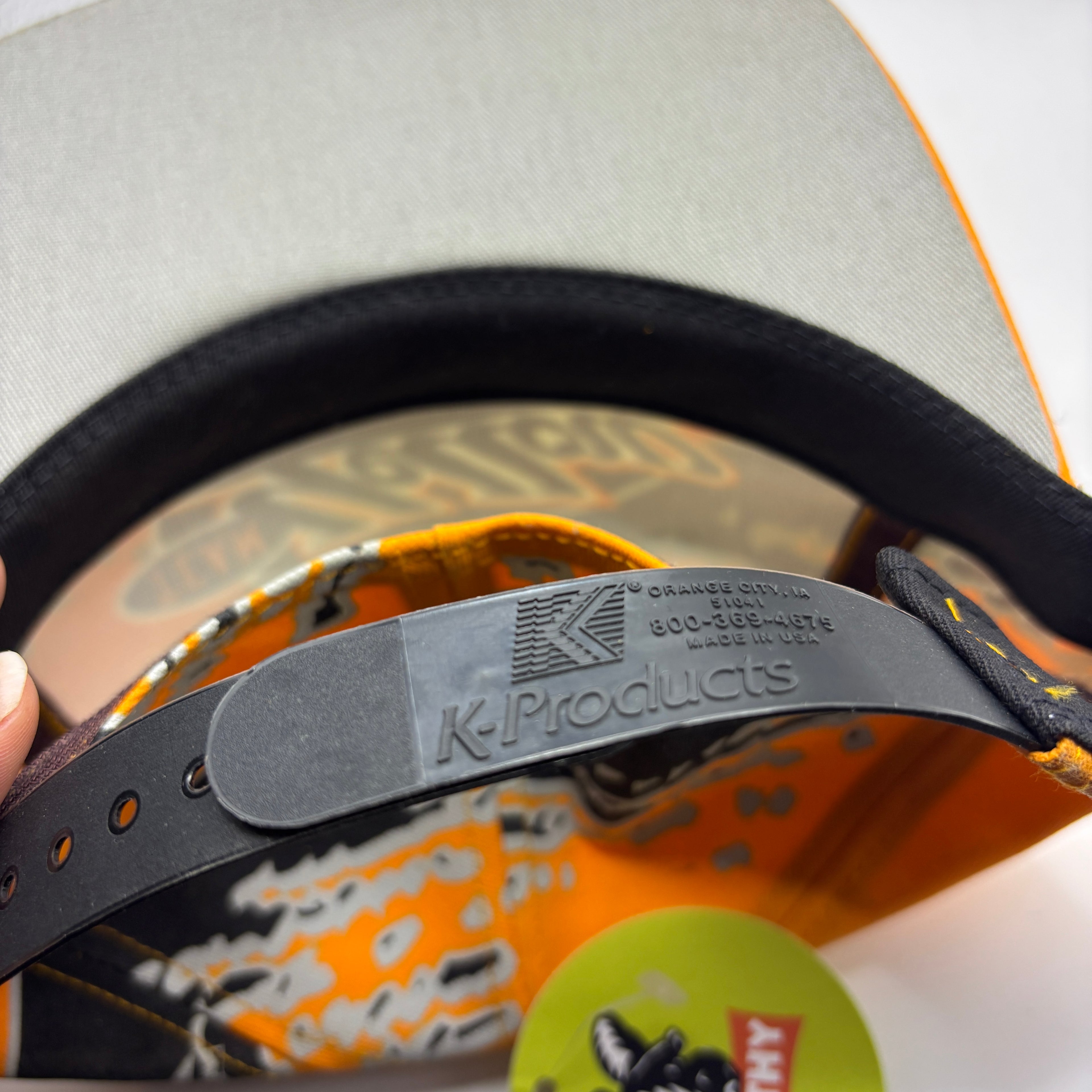 Vintage Team Yellow Racing Tire Tracks Orange K Products Snapback Hat