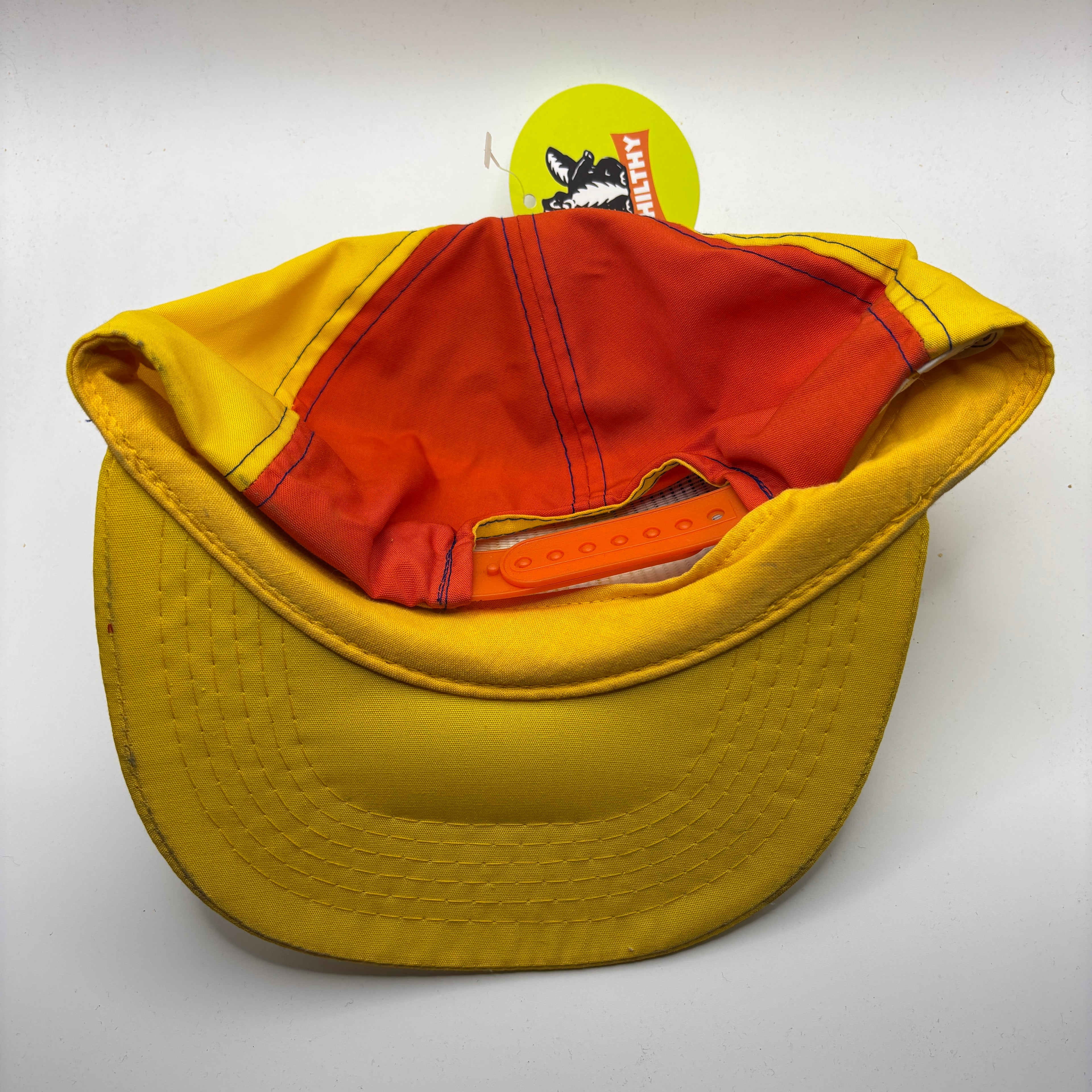 Vintage Miller Lite Beer Pinwheel Color Block Orange Blue Yellow Snapback Hat