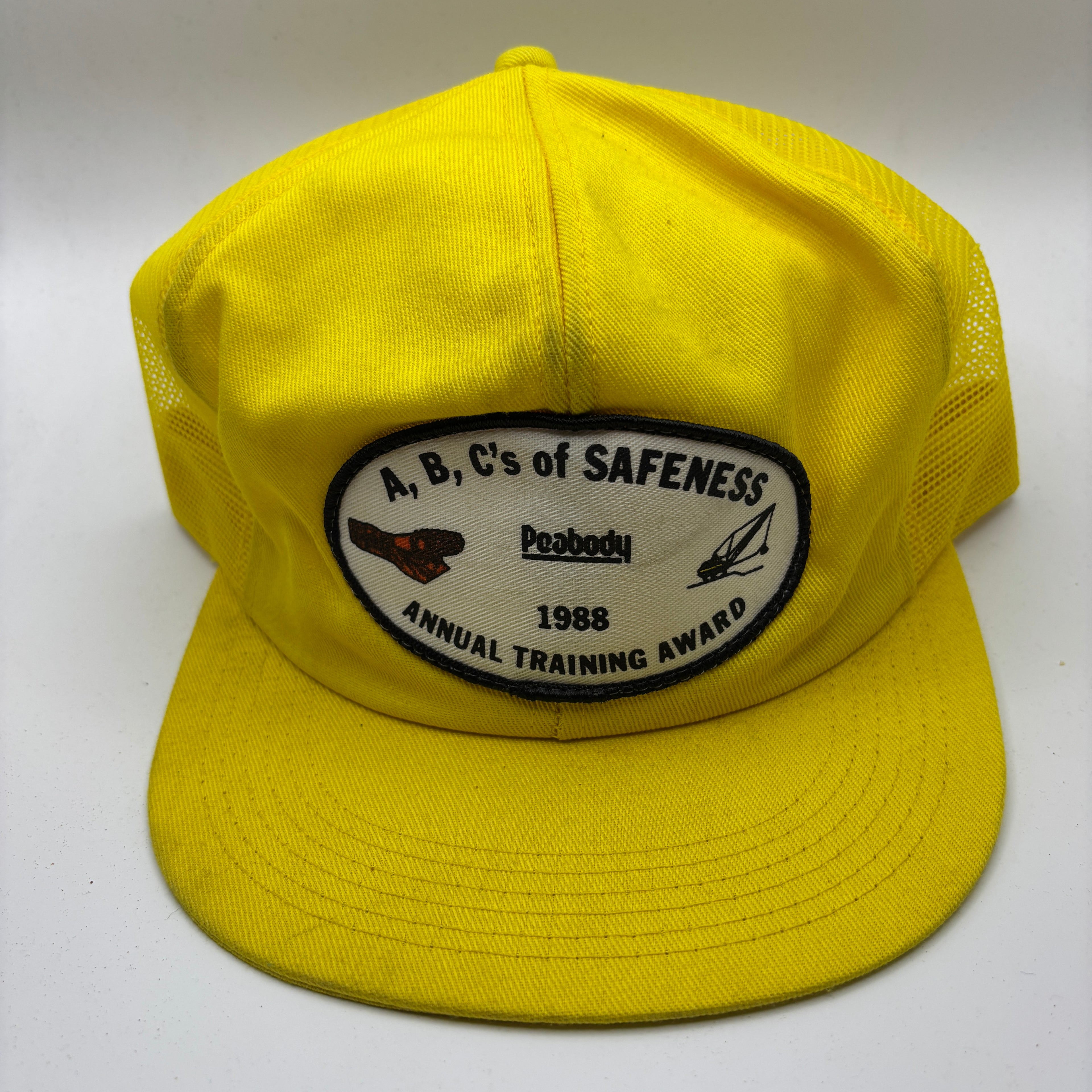Vintage Peabody Coal Mine Safeness 1988 Patch Yellow Snapback Hat