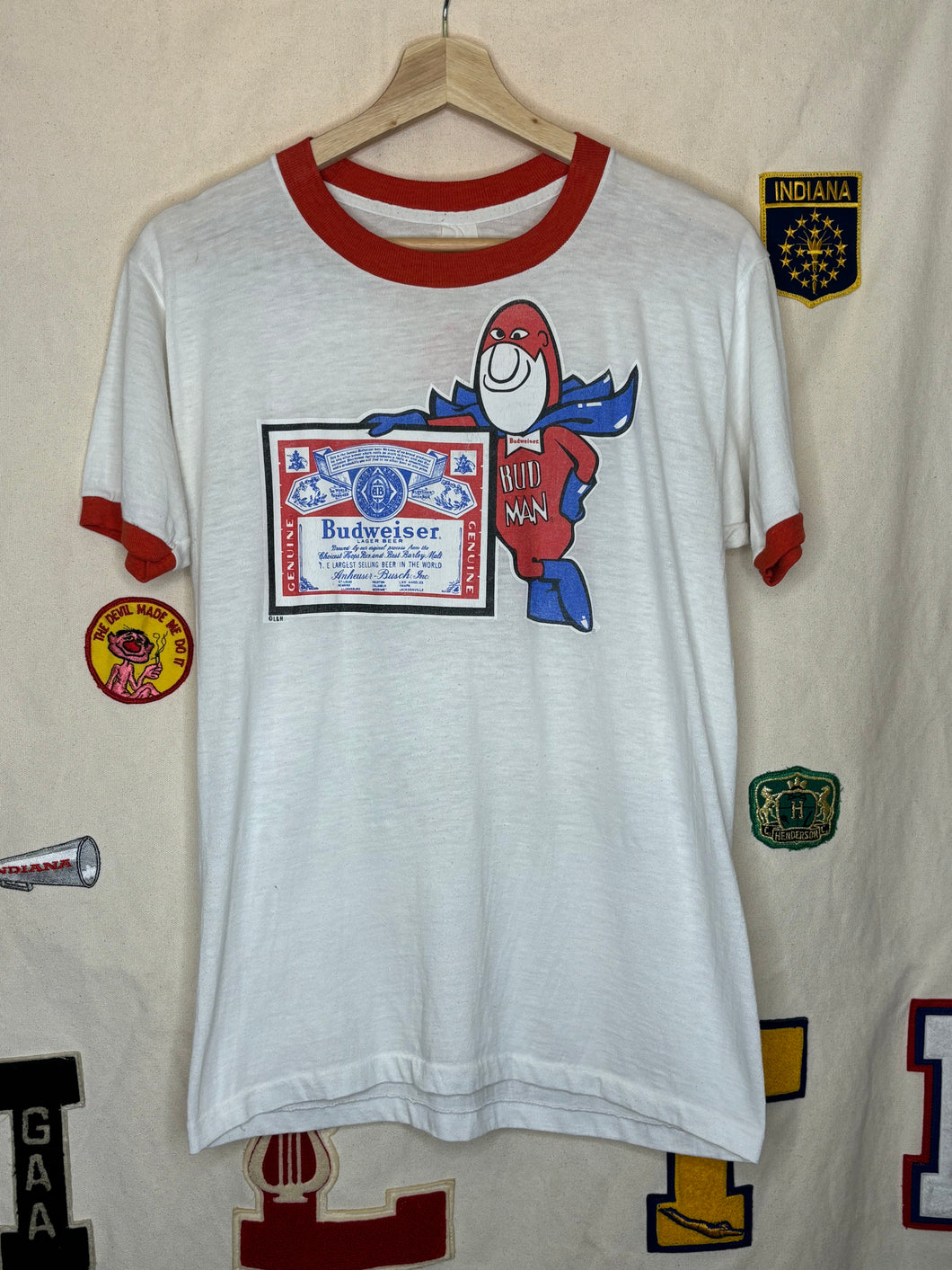 Vintage Budweiser Budman Ringer T-Shirt: M