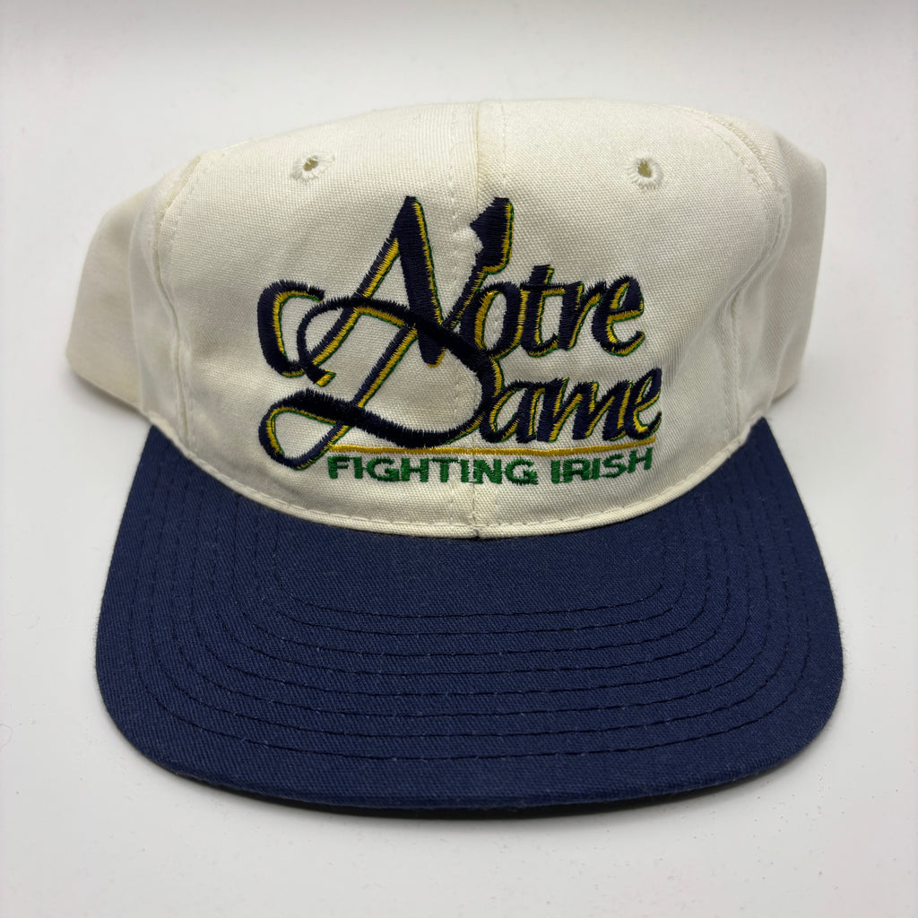 Vintage University of Notre Dame Fighting Irish White Navy The Game Snapback Hat