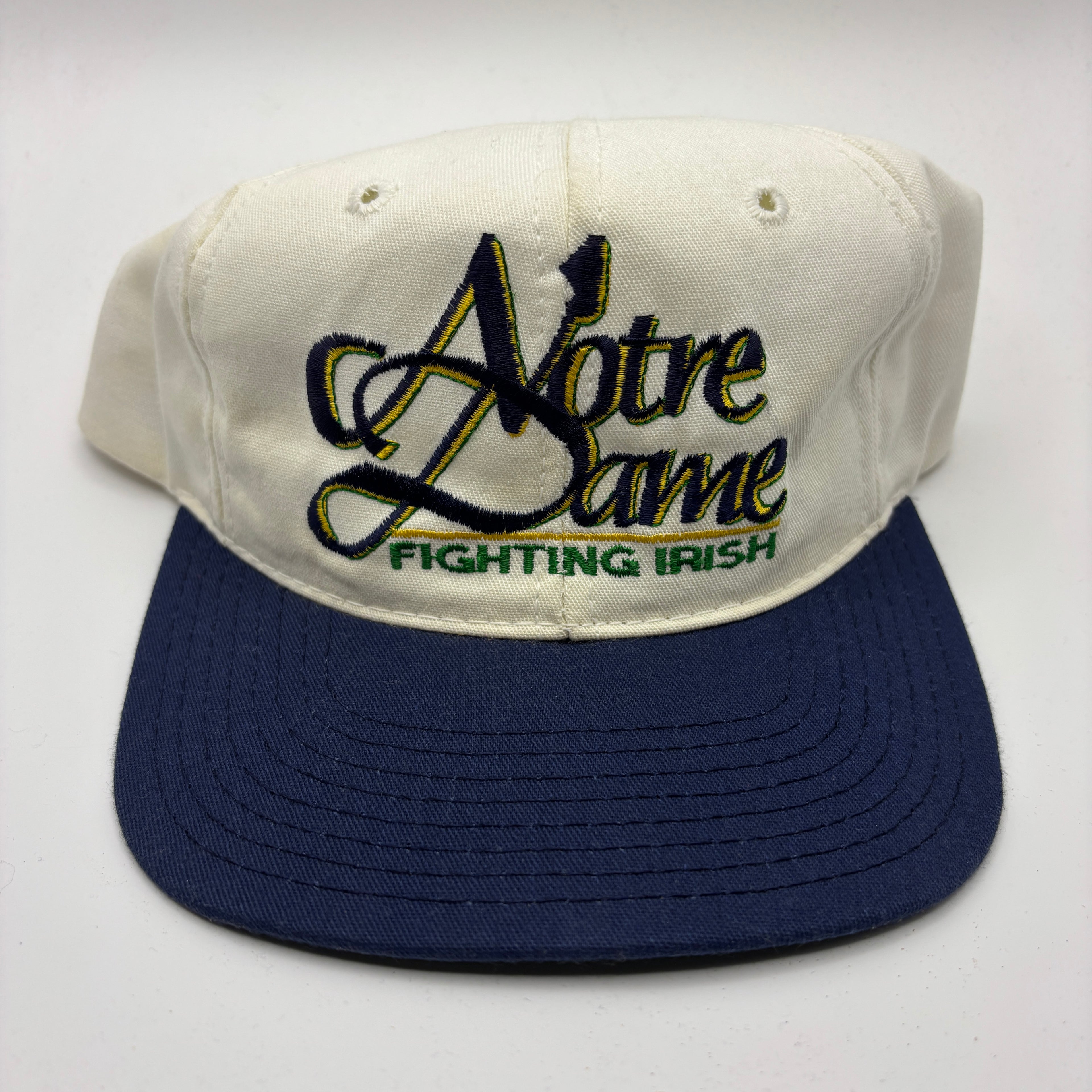 Vintage University of Notre Dame Fighting Irish White Navy The Game Snapback Hat