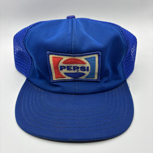 Vintage 80's Pepsi Patch Blue Trucker Snapback Hat