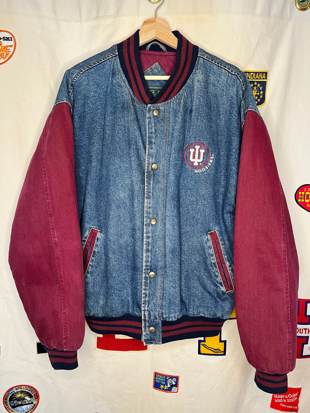 Vintage Indiana University Hoosiers IU Denim Bomber Jacket: Large