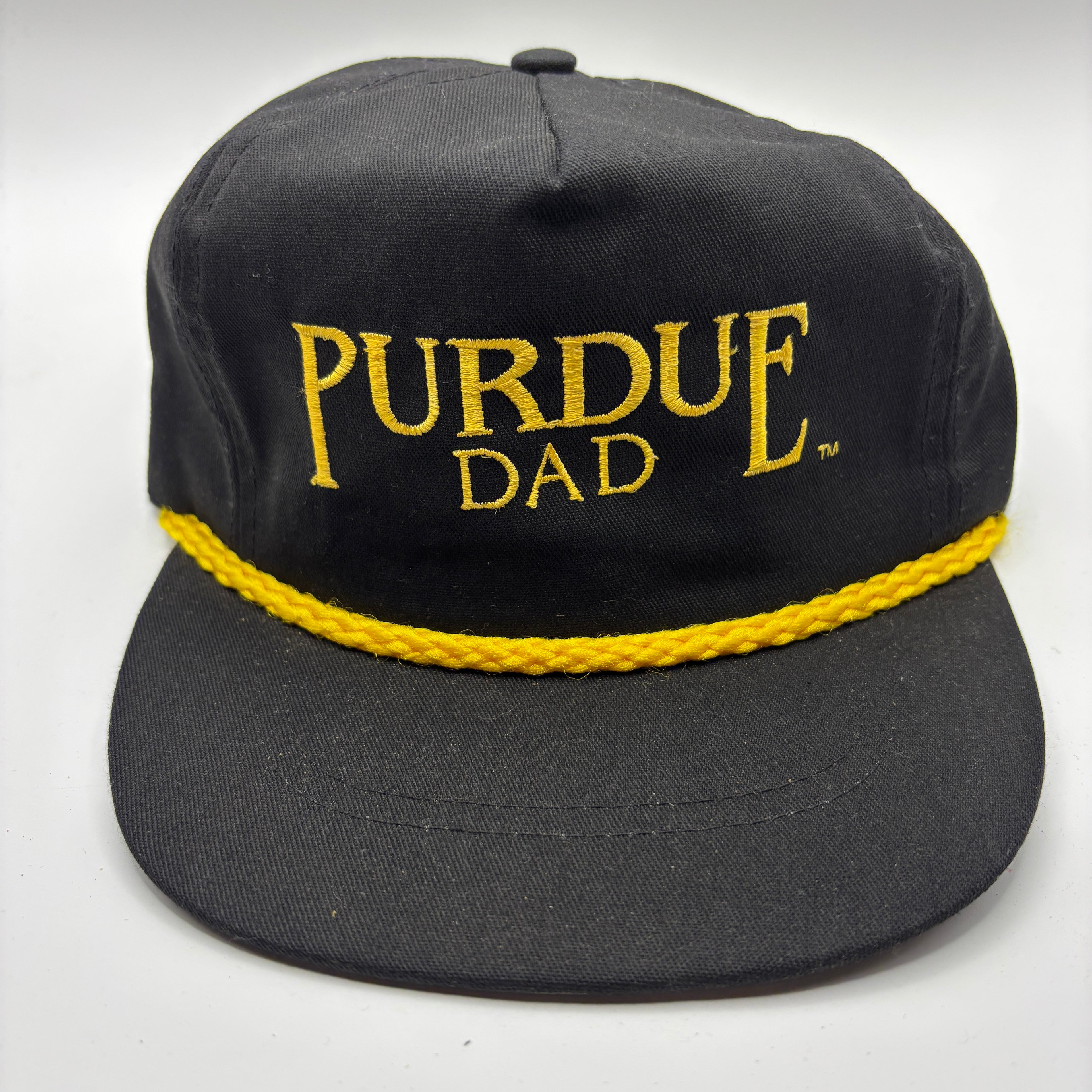 Vintage Purdue University Boilermakers Dad Black Gold Rope Strapback Hat