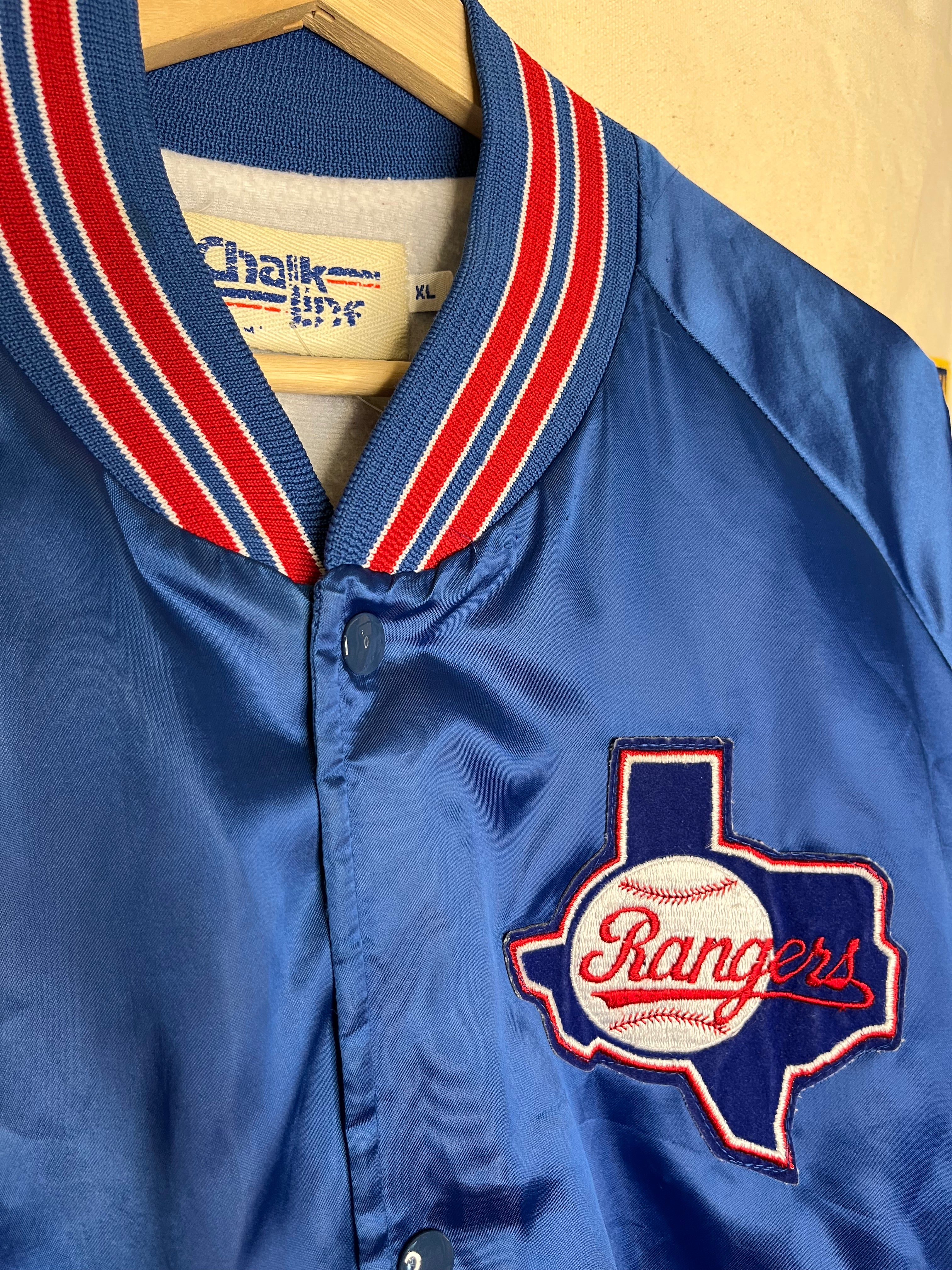 Vintage Texas Rangers MLB Blue Chalk Line Satin Jacket: XL