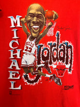 Load image into Gallery viewer, Vintage Michael Jordan CaricatureNBA Chicago Bulls 1990 Salem Red T-Shirt: Small
