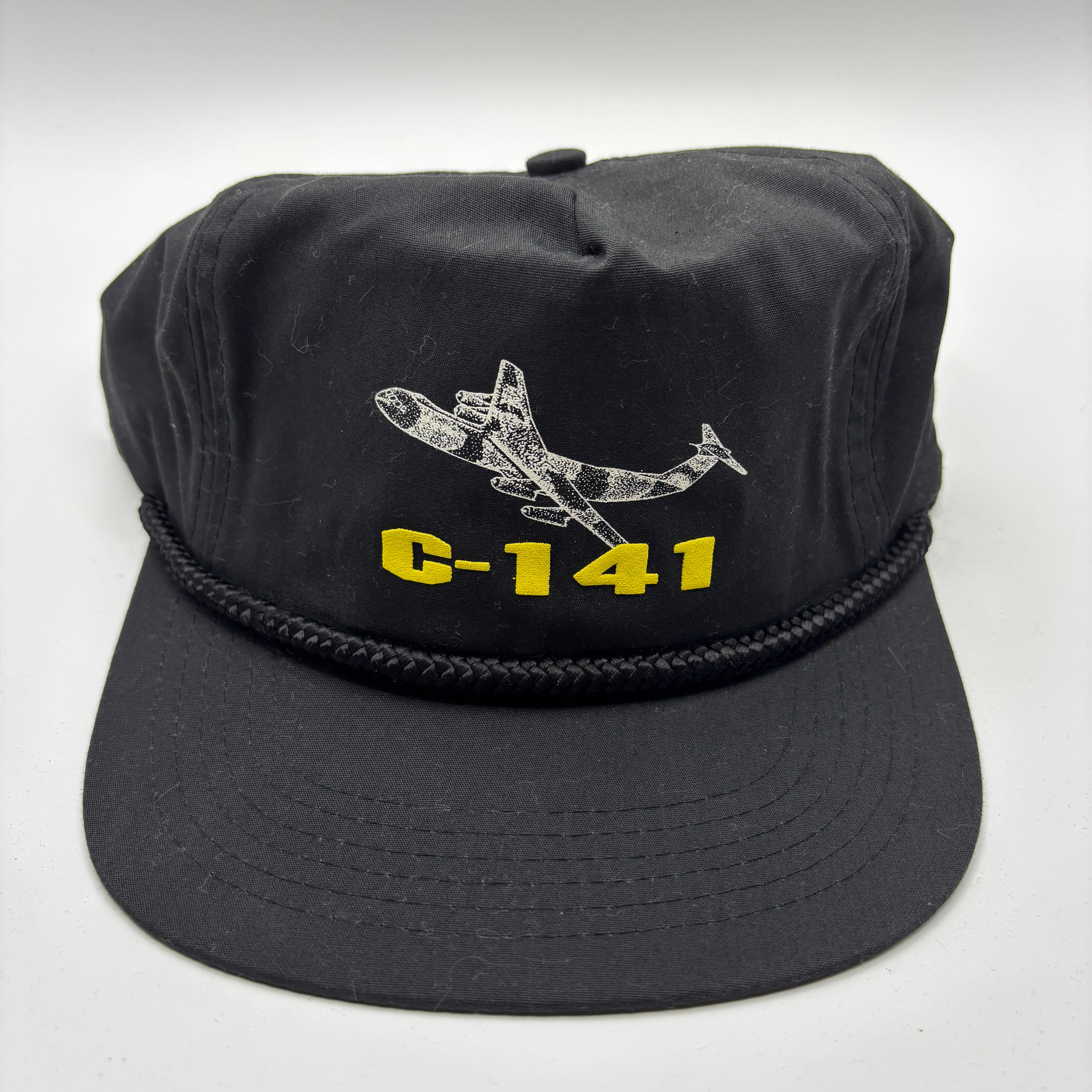 Vintage Lockheed C-141 Starlifter Military Airplane Black Rope Snapback Hat