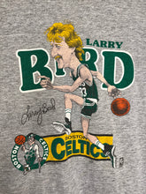 Load image into Gallery viewer, Vintage Larry Bird Boston Celtics NBA Salem Caricature Grey T-Shirt: Small/Medium
