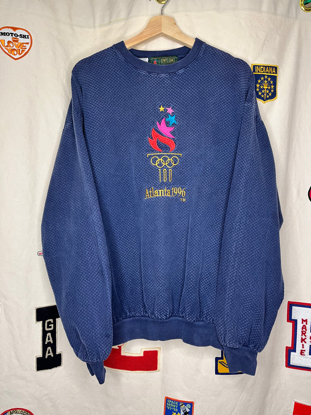 Vintage Atlanta 1996 Olympics Embroidered Navy Crewneck Sweatshirt: Medium