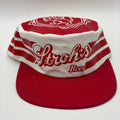 Vintage Stroh's Beer Red Cotton Pillbox Painters Snapback Hat