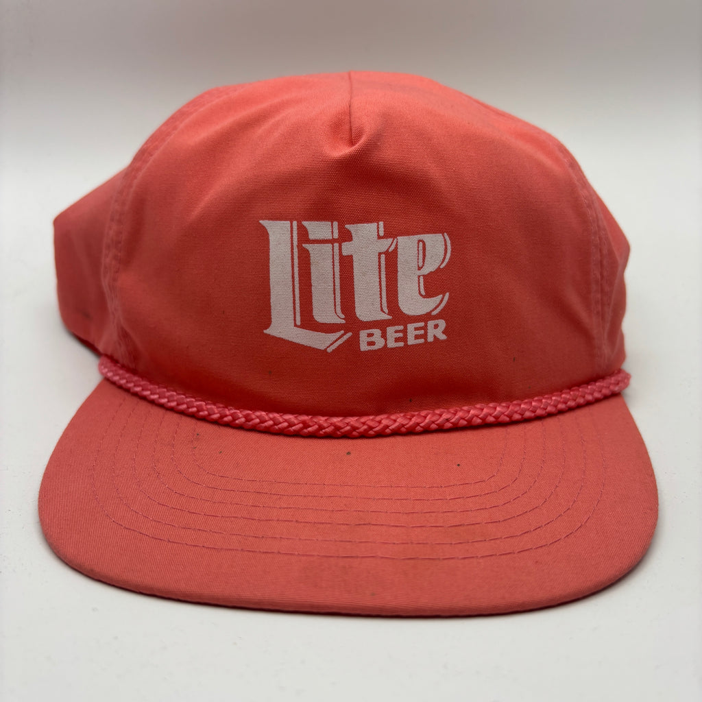 Vintage Miller Lite Beer Salmon Rope Snapback Hat